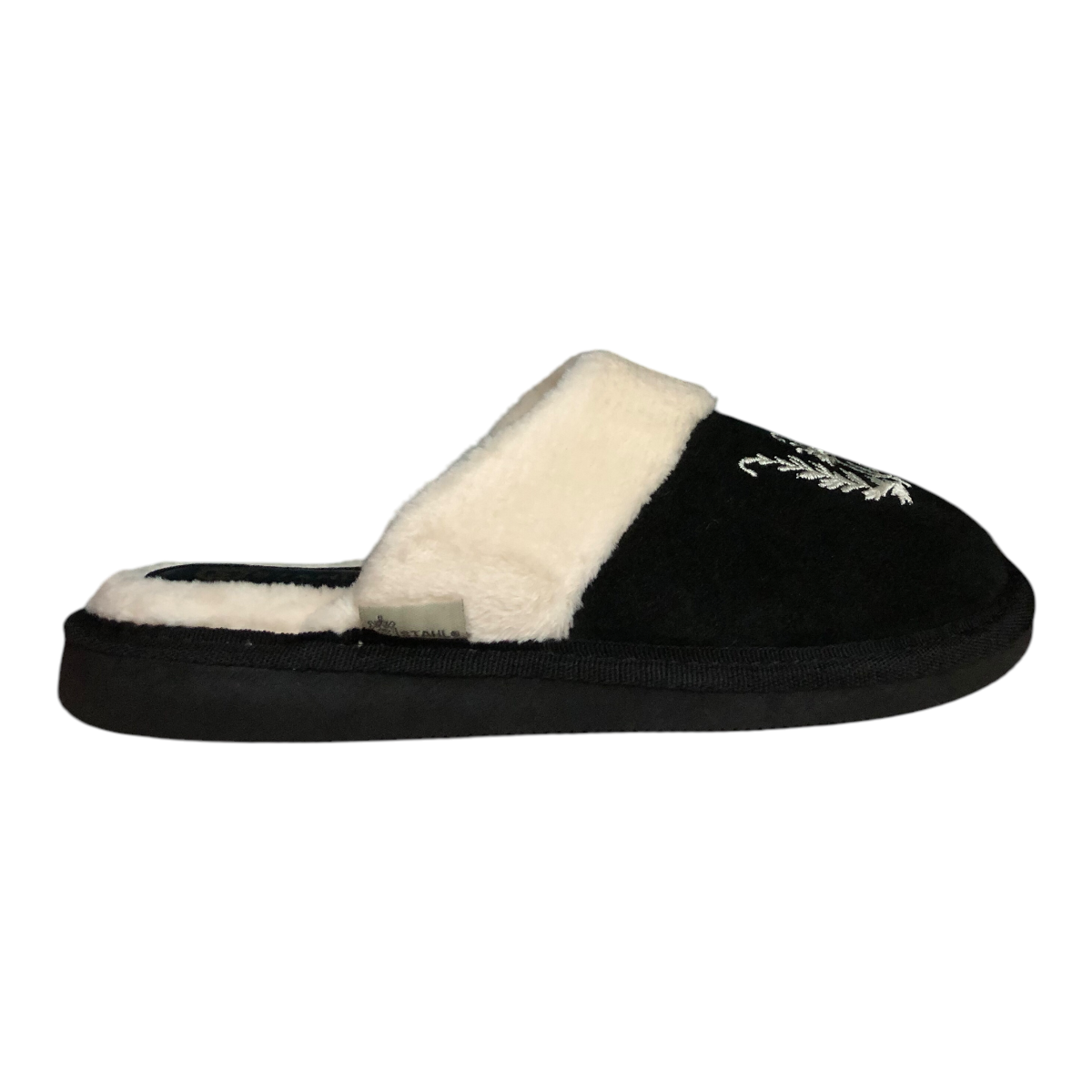 Pantufla de gamuza genuina negro dama STAHL