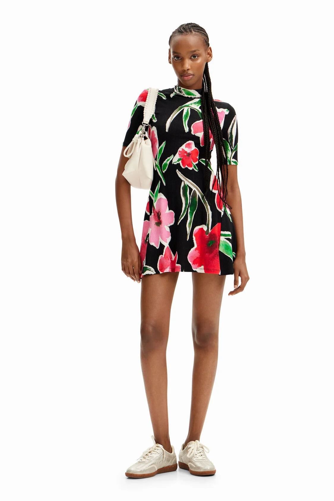 Vestido corto skater flores DESIGUAL