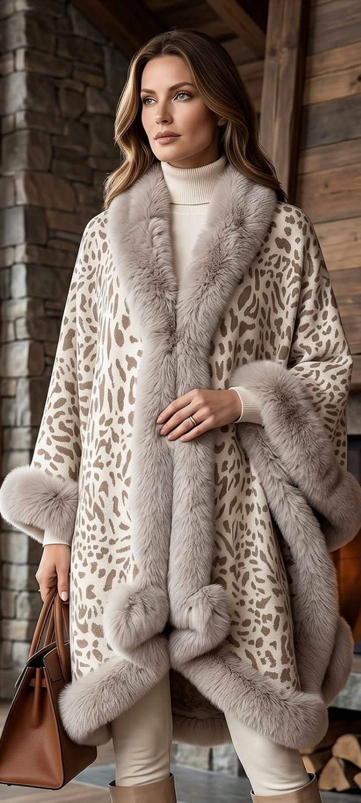 Capa Biege Estampado Animal Print MUSSI