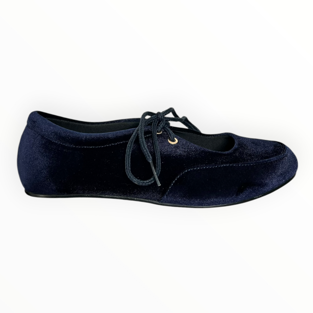 Balerinas De Terciopelo Color Azul Con Agujetas Senties