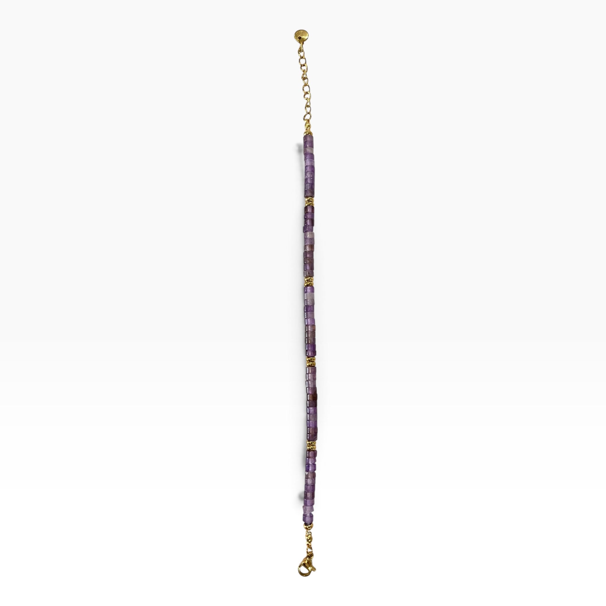 Pulsera En Tonos Lila Con Acentos Dorados