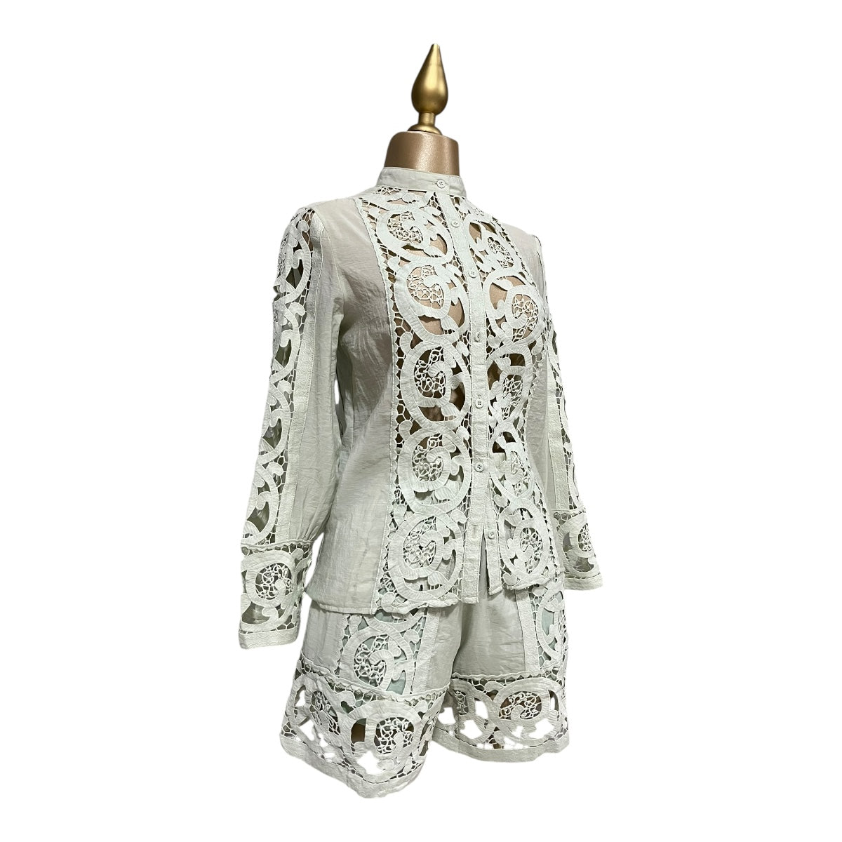 Conjunto calado color verde agua