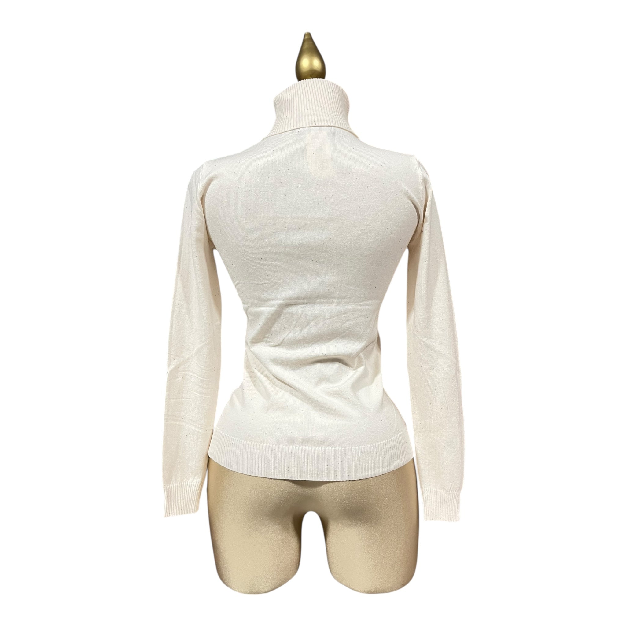 Blusa Hueso Con Brillos Cuello Alto Para Dama MUSSI