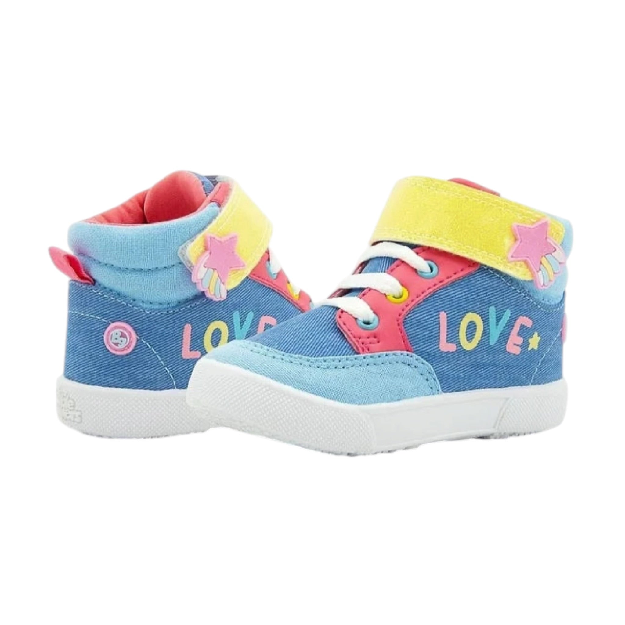Tenis Bota Rapunzel Estrella Mezclilla Rosa Bubble Gummers