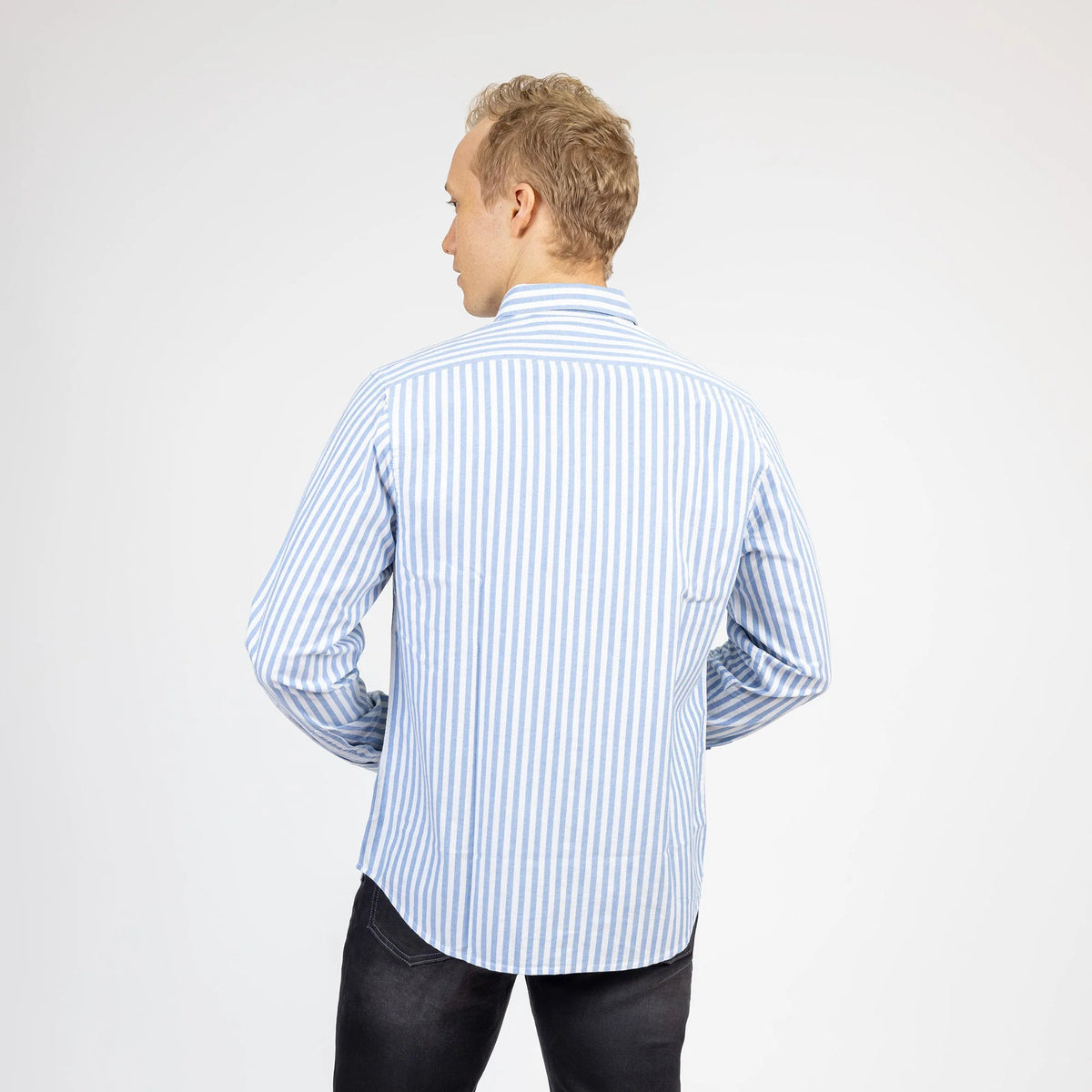 Camisa Manga Larga De Hombre Azul / Blanco Rayas Nautica Jeans