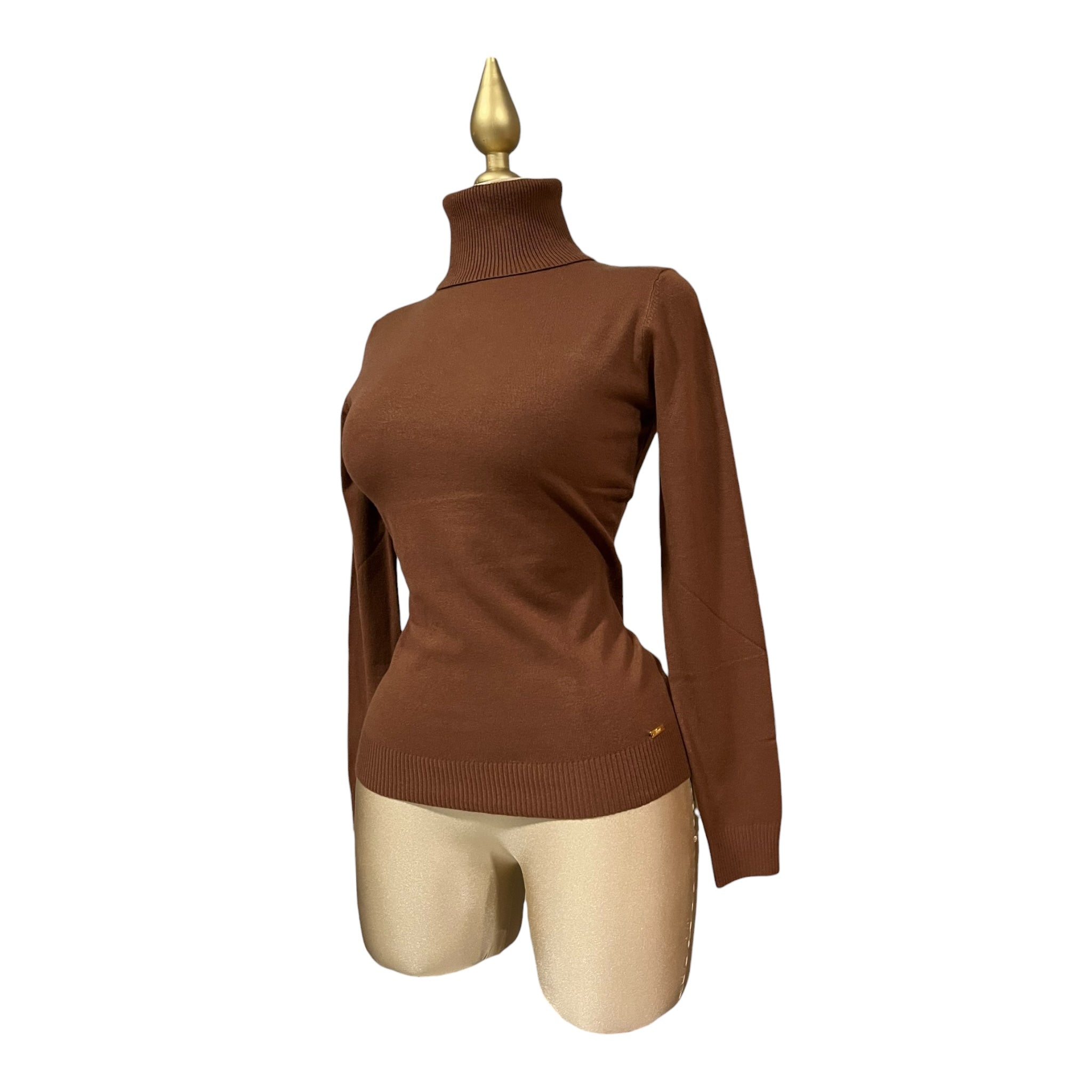Blusa Café Cuello Alto Para Dama MUSSI