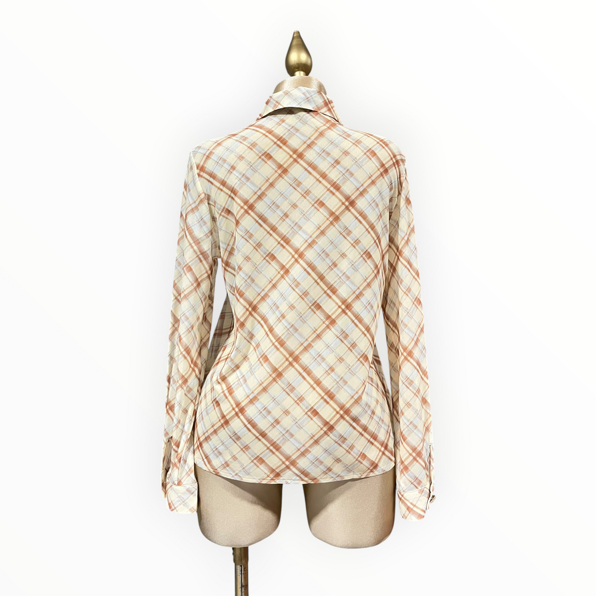 Camisa Beige Estampado Cuadros LC
