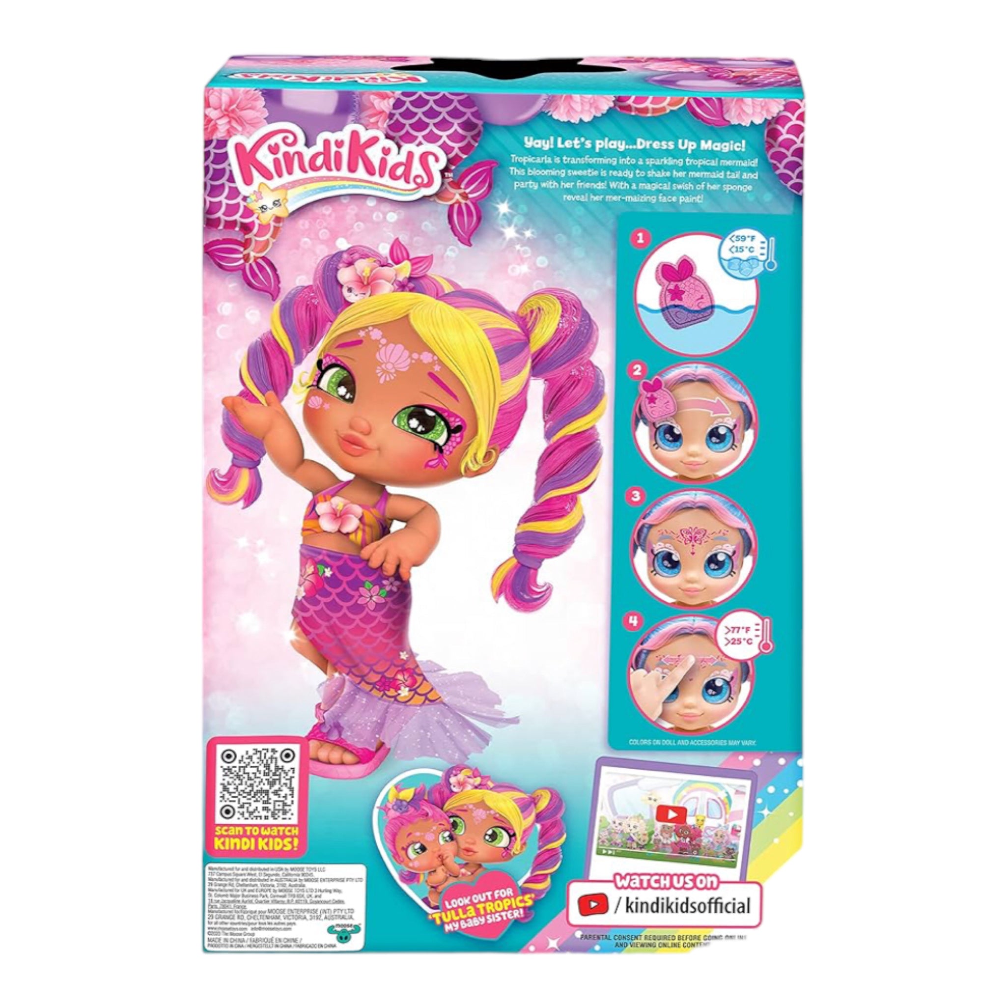 Muñeca KindiKids Disfraz Mágico Tropicarla Mermaid