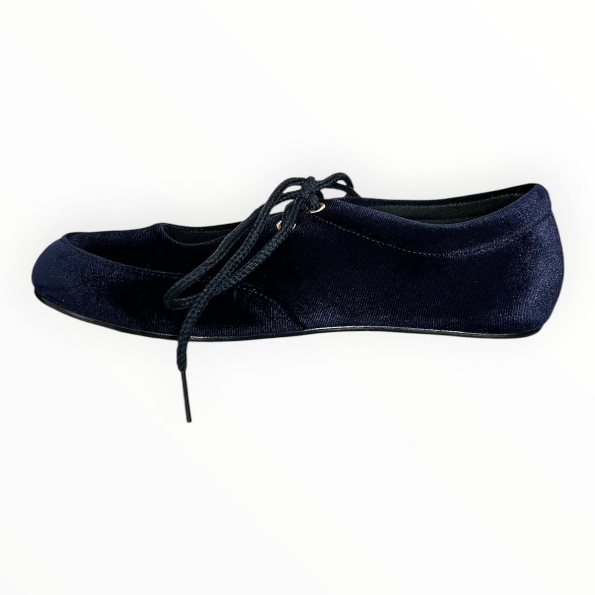 Balerinas De Terciopelo Color Azul Con Agujetas Senties