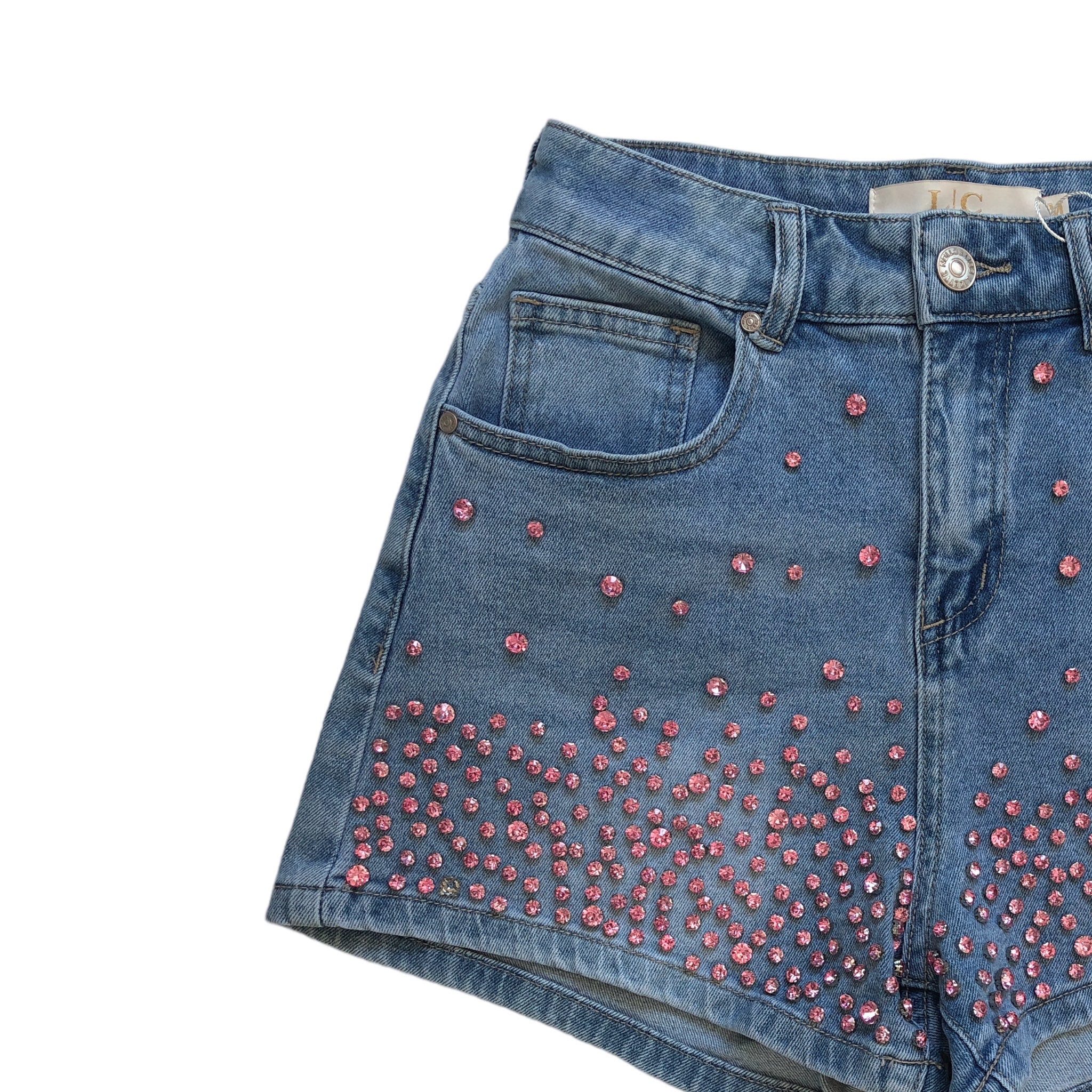 Short De Mezclilla Pedrería Rosa LC