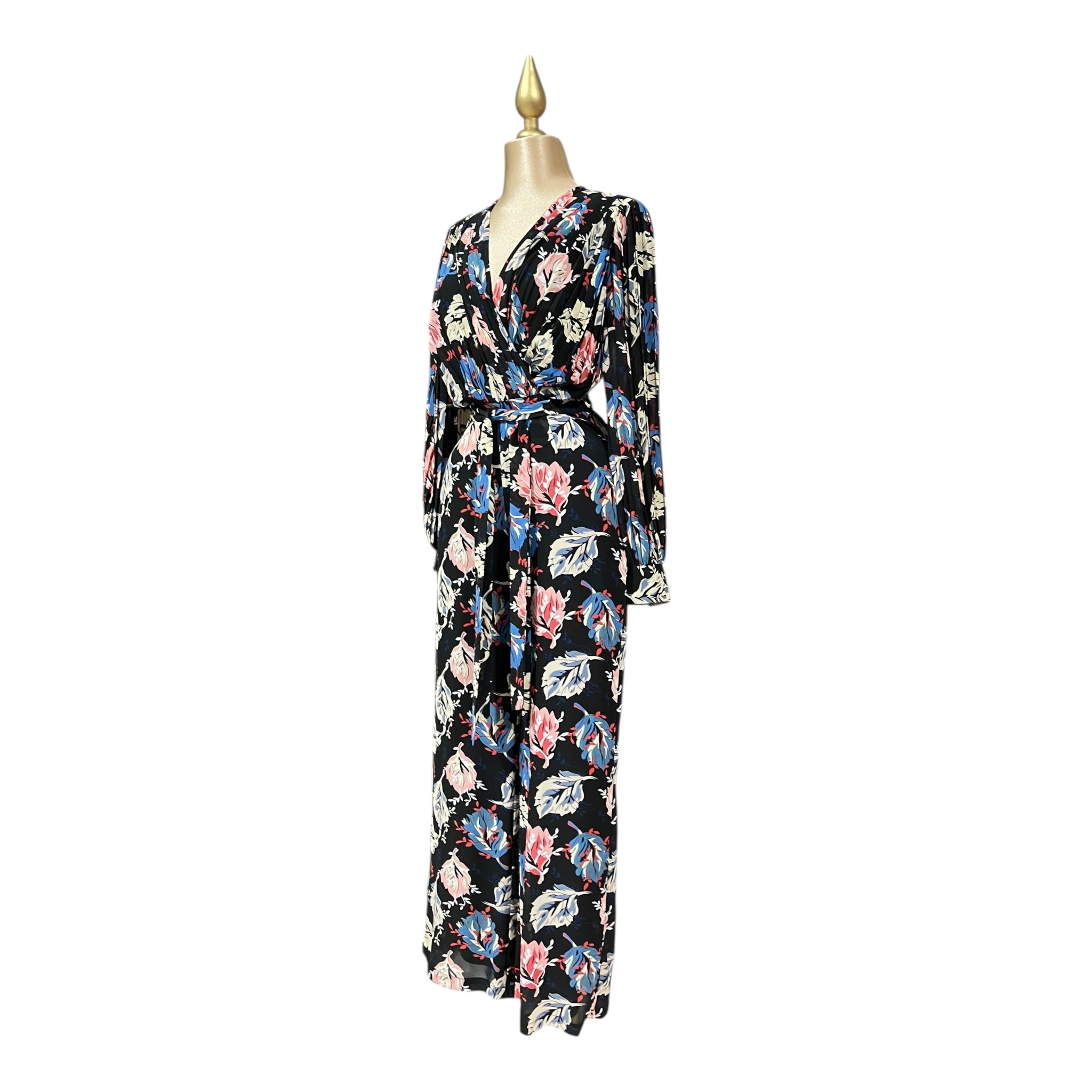 Palazzo Negro Estampado Floreado Para Dama THE SANG