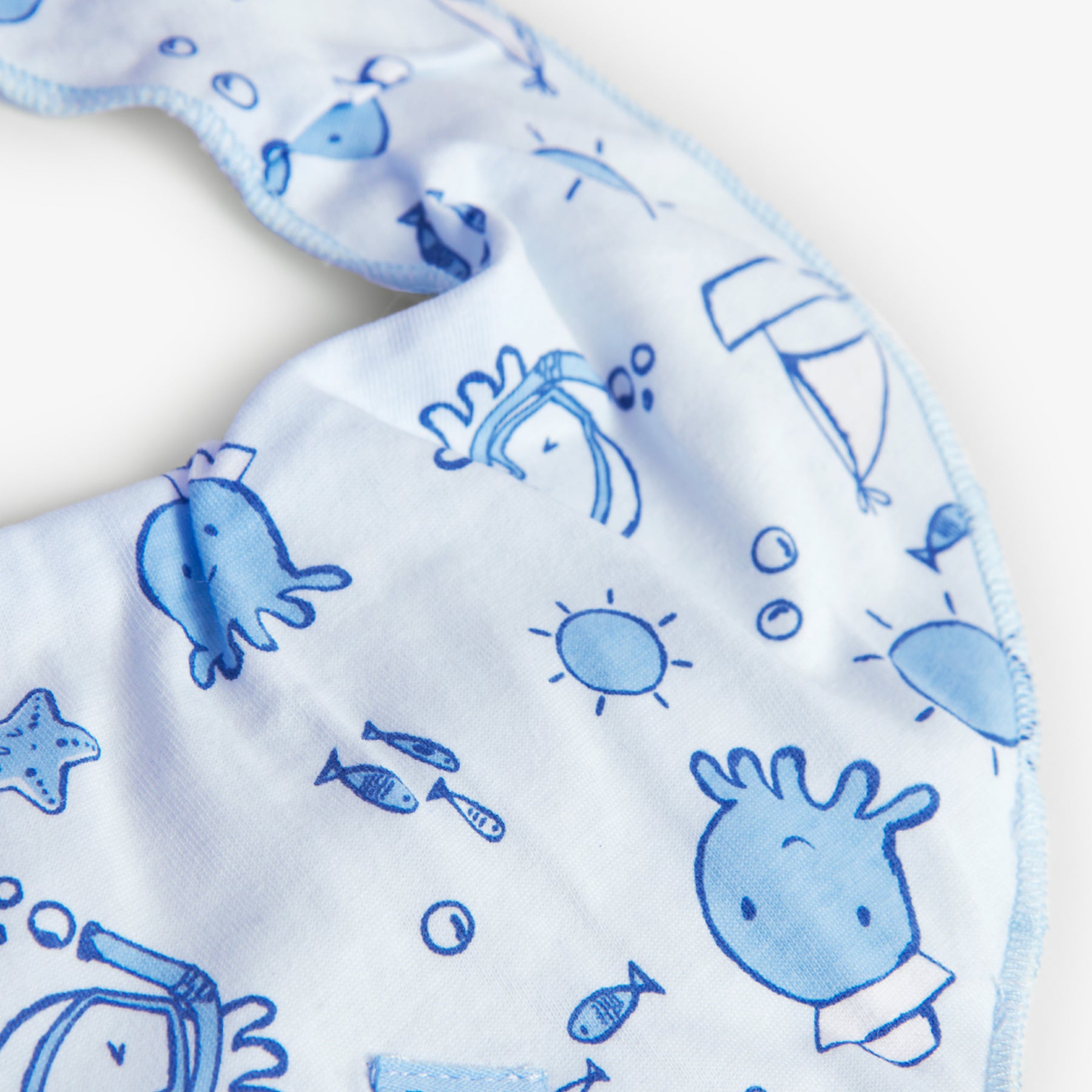 Pack 2 Pañuelos Babero Estampados para Bebé Niño Azul BOBOLI