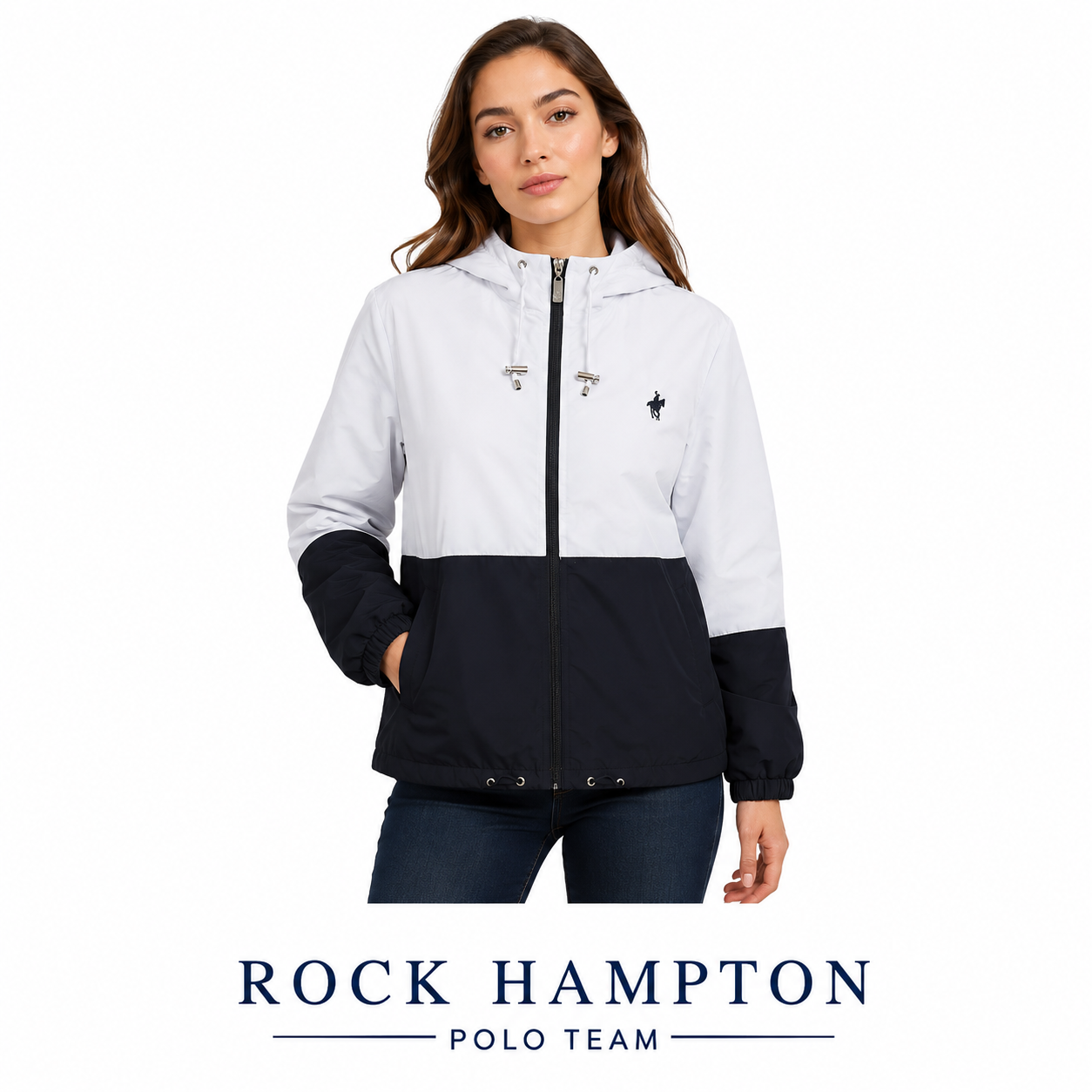 Chamarra Para Dama Blanca/Azul Rock Hampton Polo Team
