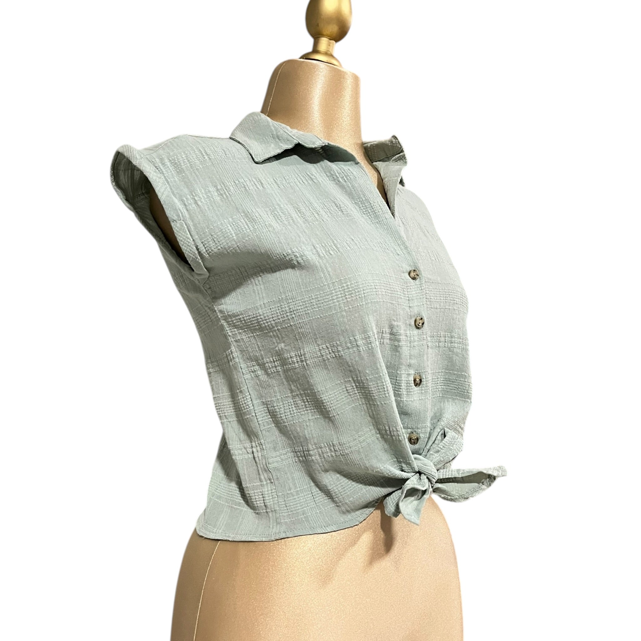 Blusa Con Nudo Al Frente Verde Menta LC