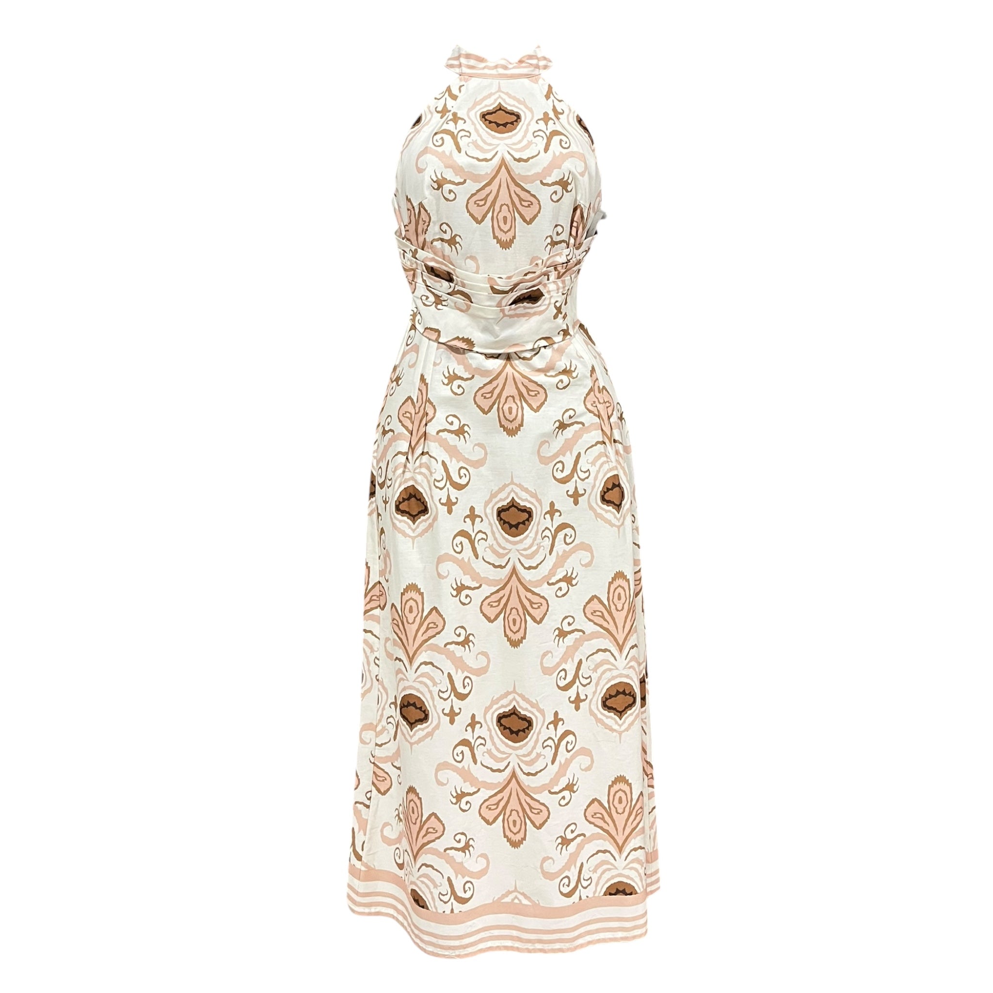 Vestido Cuello Mao Café/Hueso MUSSI