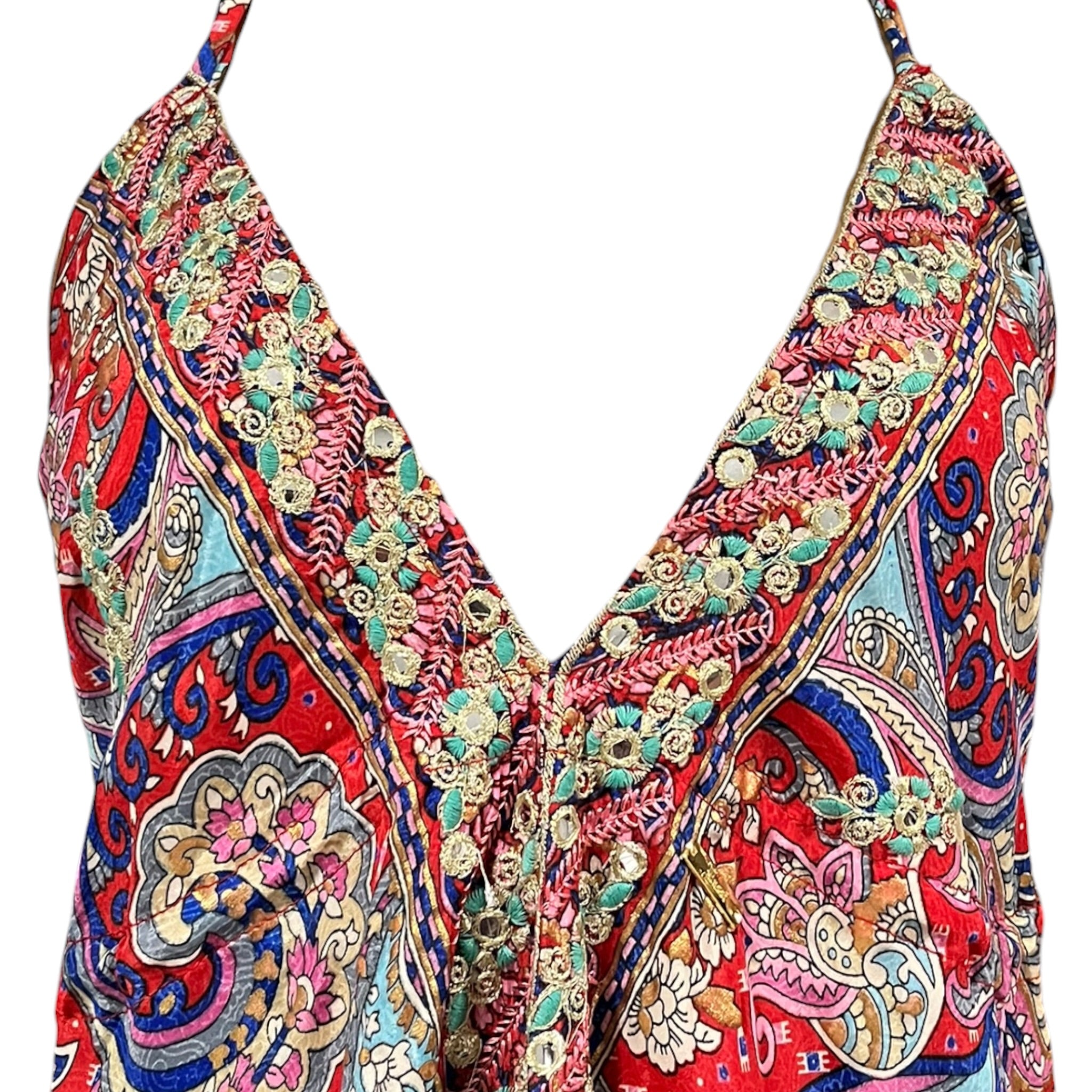 Vestido Halter Multicolor Rojo Mussi