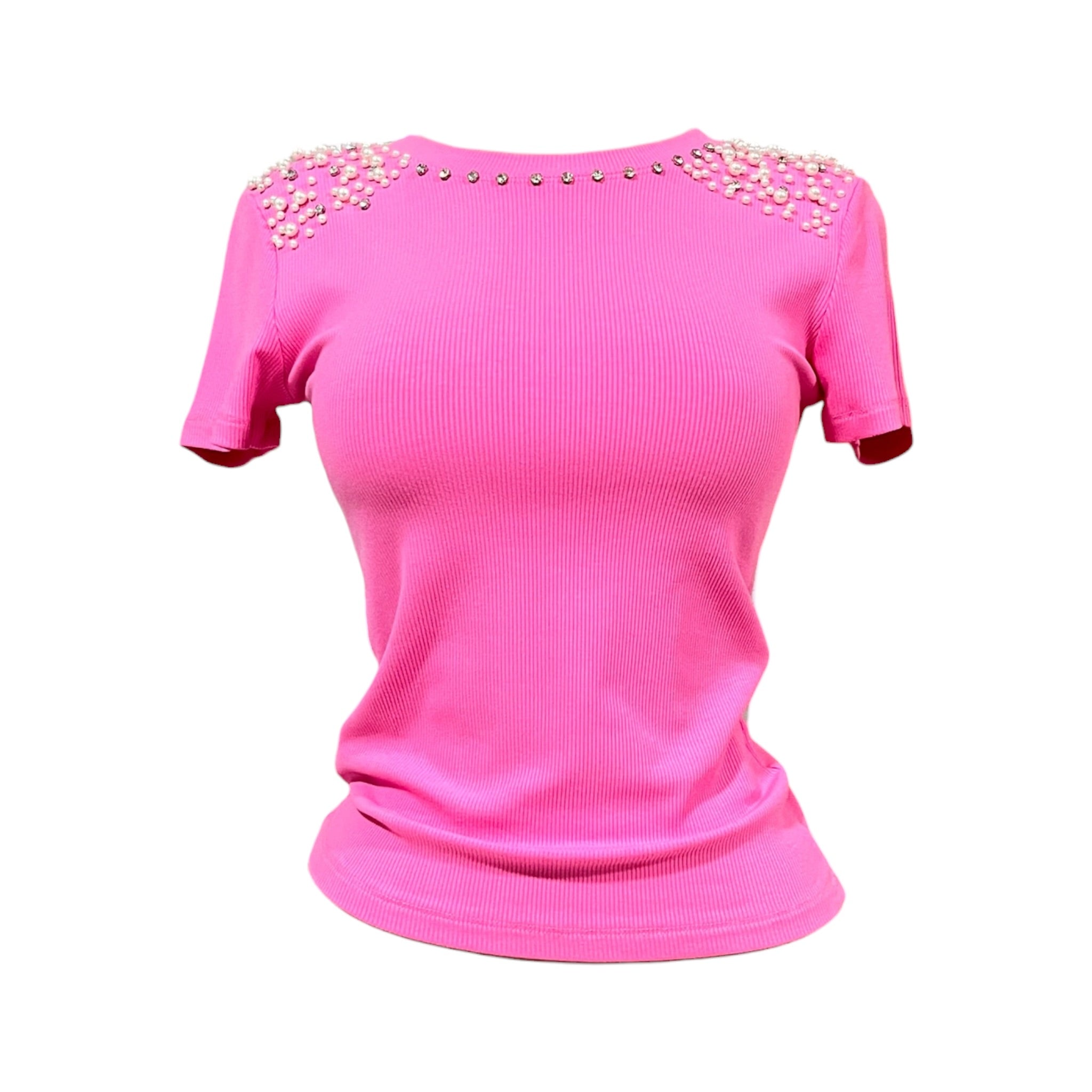 Blusa Con Pedrería Rosa LC