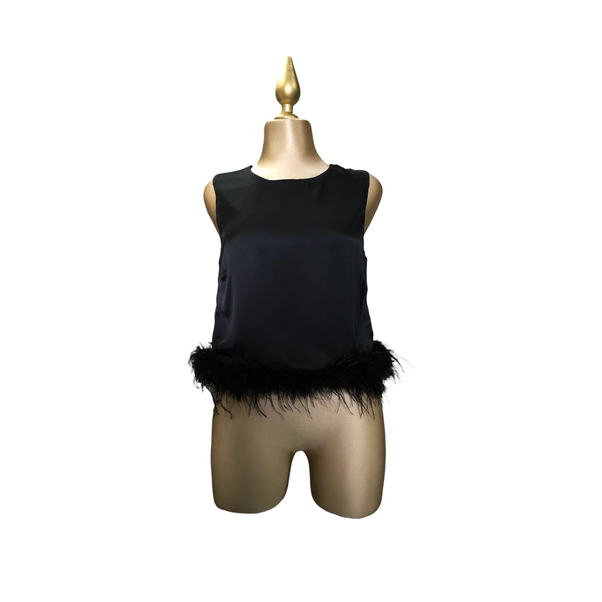 Blusa sin mangas con Plumas negro LC