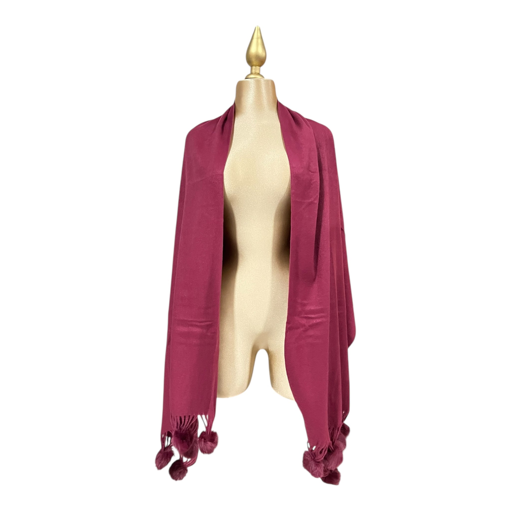 Pashmina Vino Larga Flecos/Pompones MUSSI