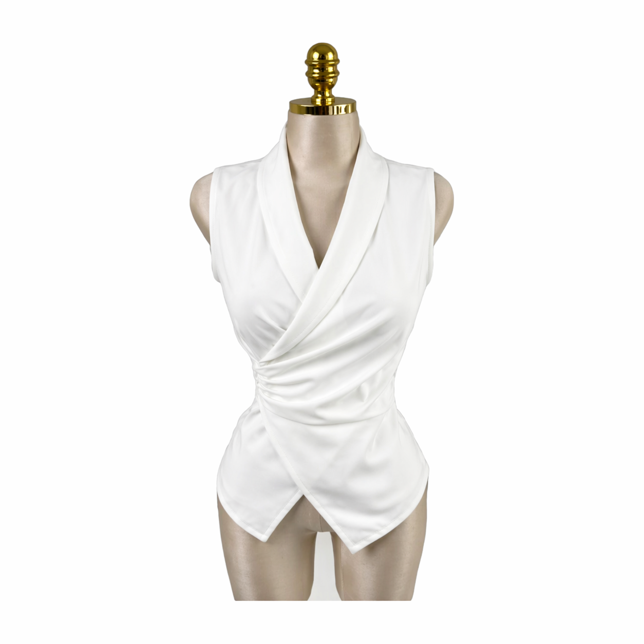 Blusa Wrap Sin Mangas Escote En V Blanco LC