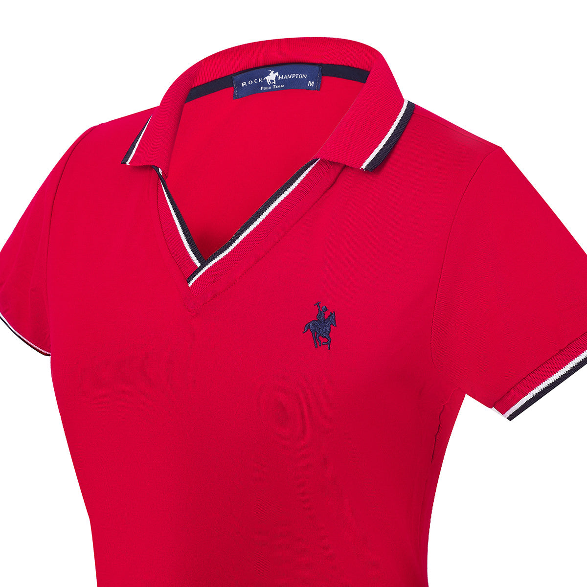 Playera Polo Escote V Para Dama Rojo Rock Hampton Polo Team