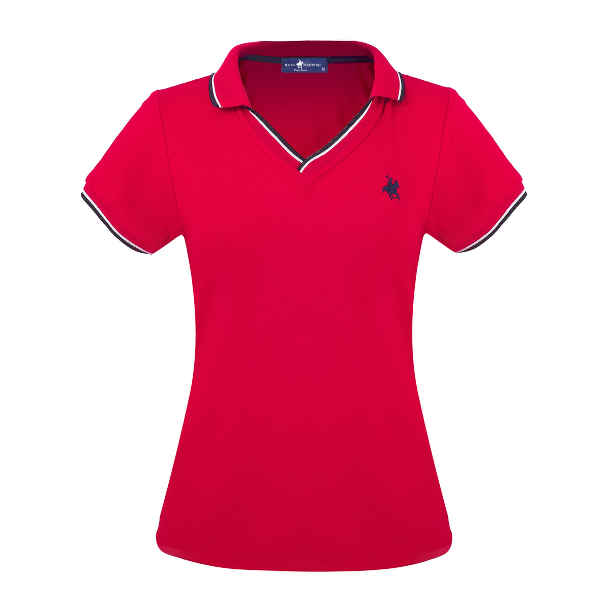 Playera Polo Escote V Para Dama Rojo Rock Hampton Polo Team