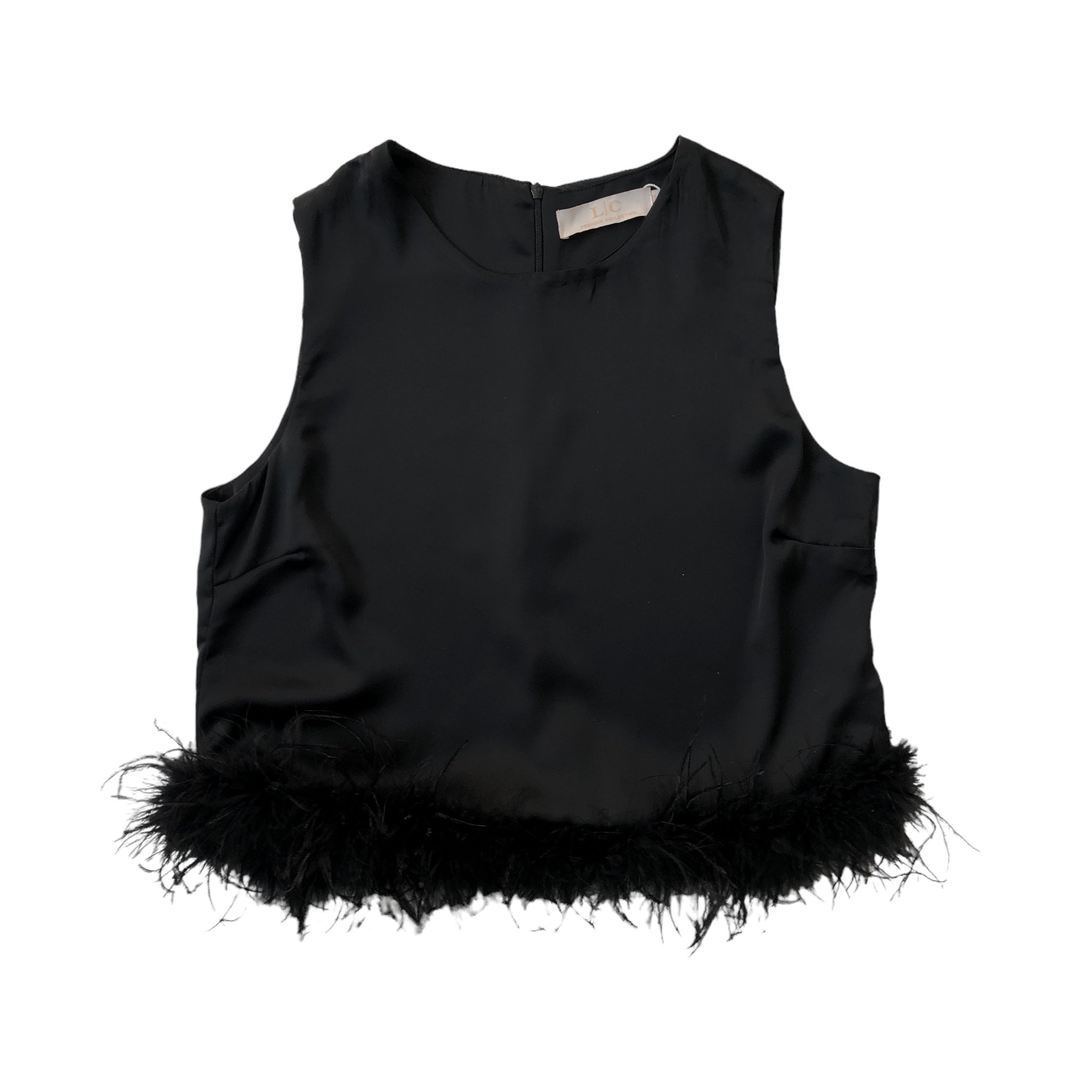 Blusa sin mangas con Plumas negro LC