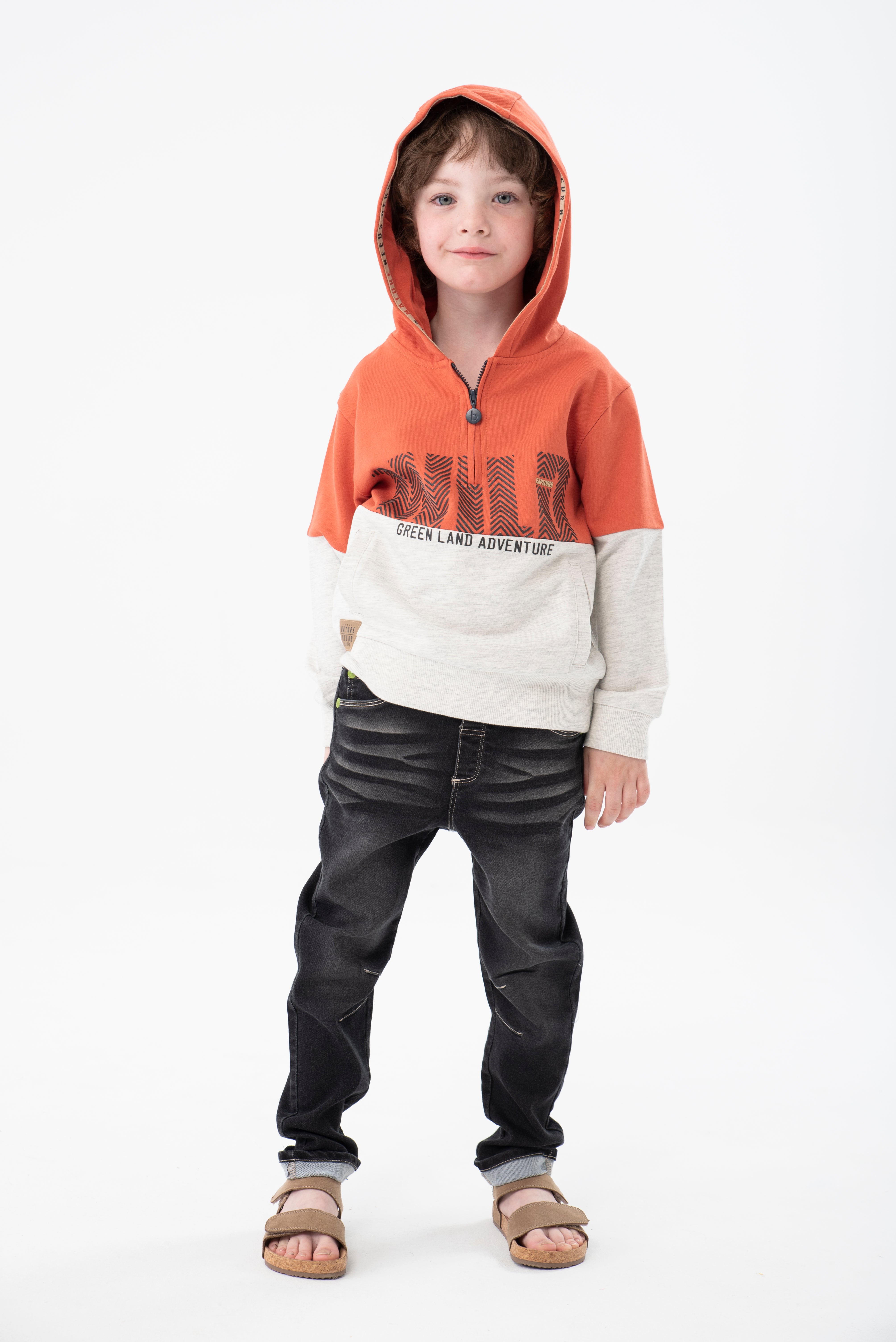 Sudadera De Felpa Con Capucha Para Niño Color Naranja BOBOLI