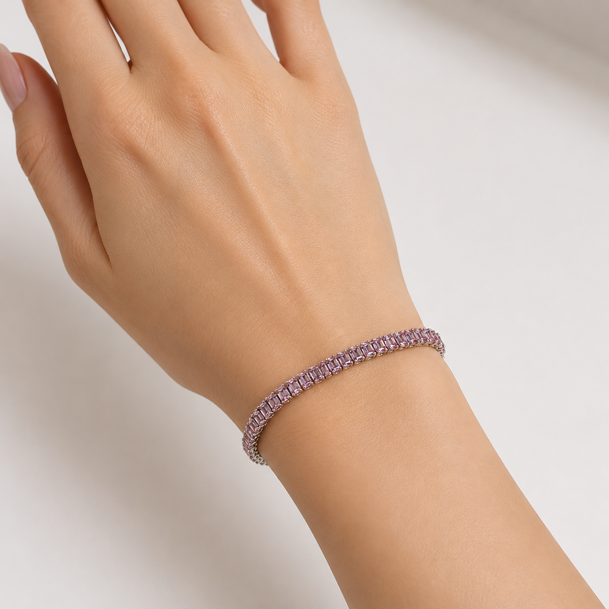 Pulsera Rodio con Cristales Corte SW Rosa