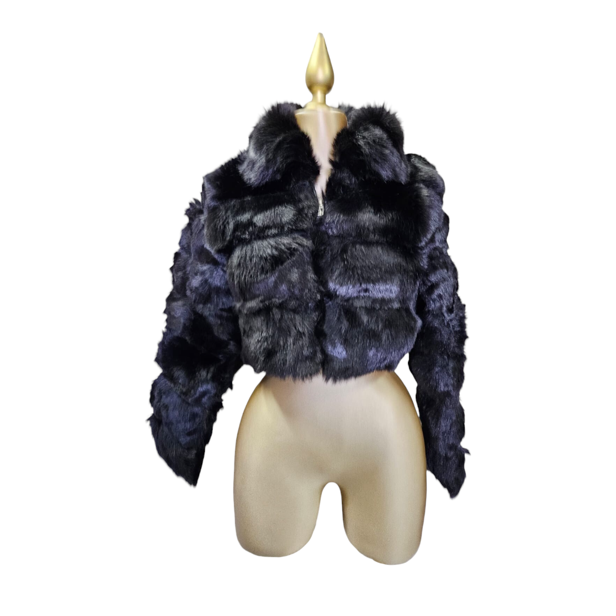 Chamarra Con Peluche Color Negro LC