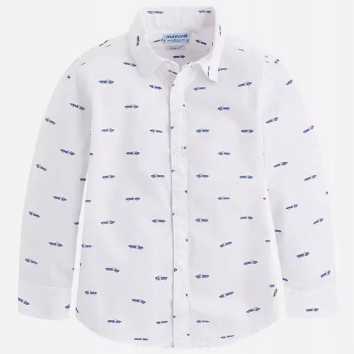 Camisa Slim Fit Manga Larga Estampado Carros Mayoral