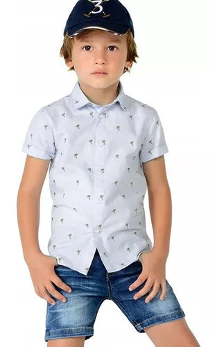 Camisa Estampado Celeste Para Niño Mayoral