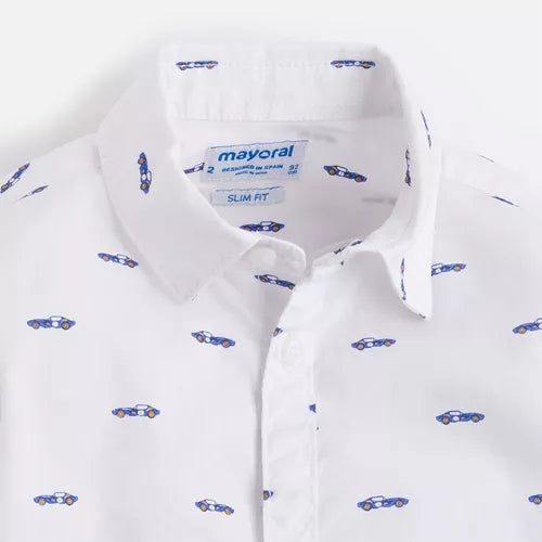 Camisa Slim Fit Manga Larga Estampado Carros Mayoral