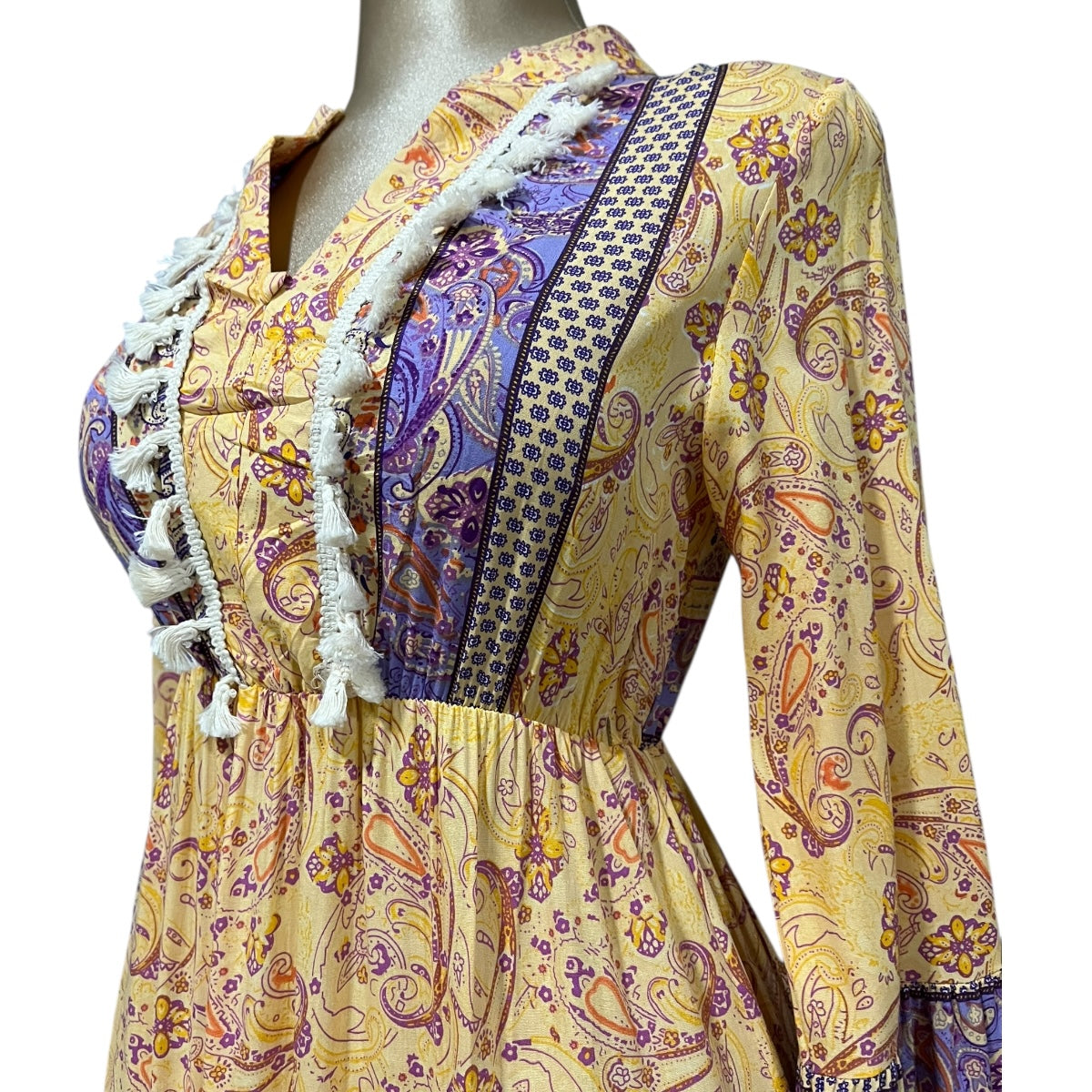 Vestido Largo Estampado Amarillo Estampado Multicolor