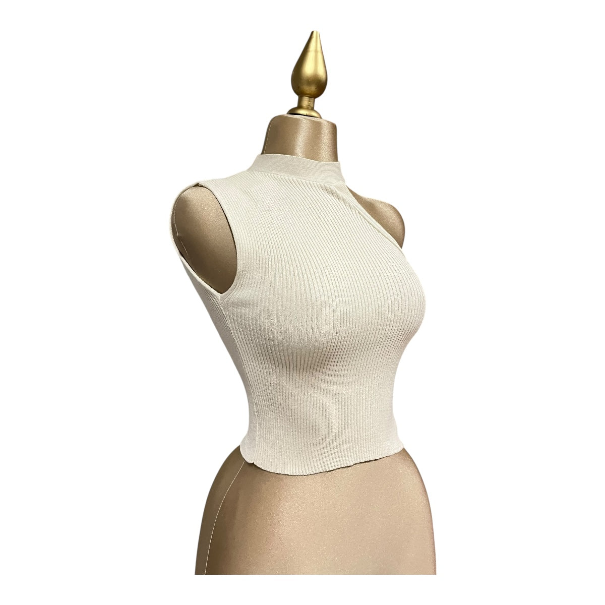 Blusa Top Hombro Descubierto Color Biege Para Dama Om