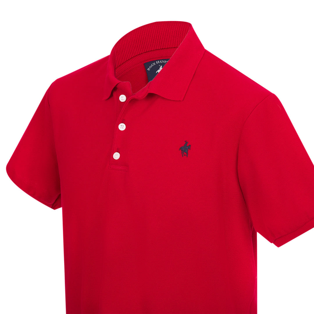 Playera Polo Roja Clásica Para Caballero Rock Hampton Polo Team