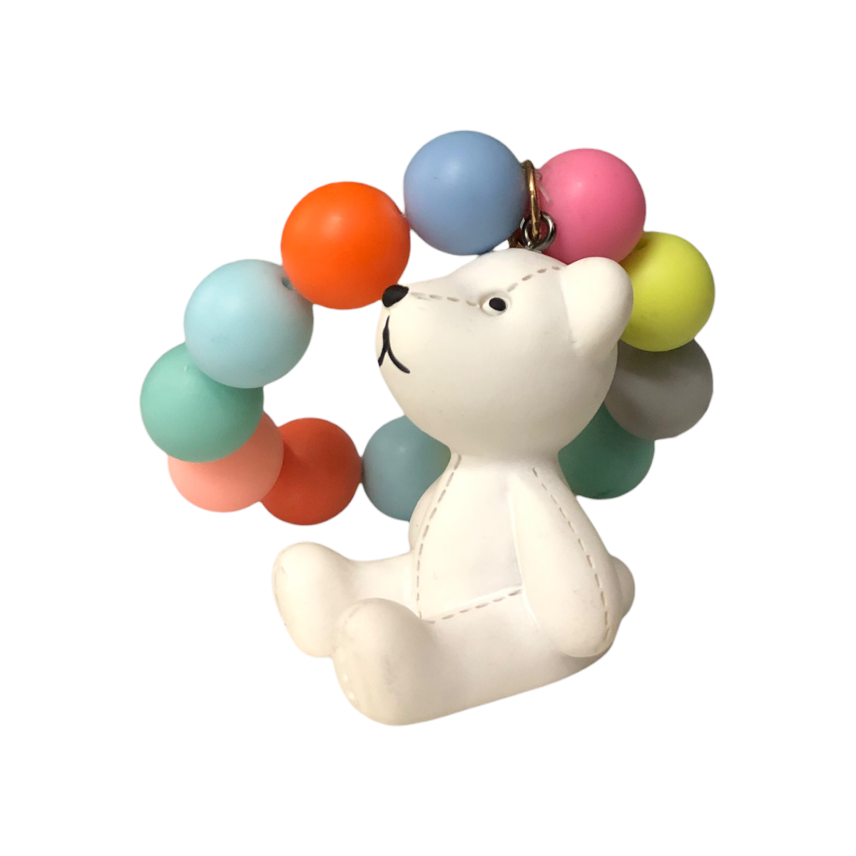 Llavero Blanco Osito Con Pulsera