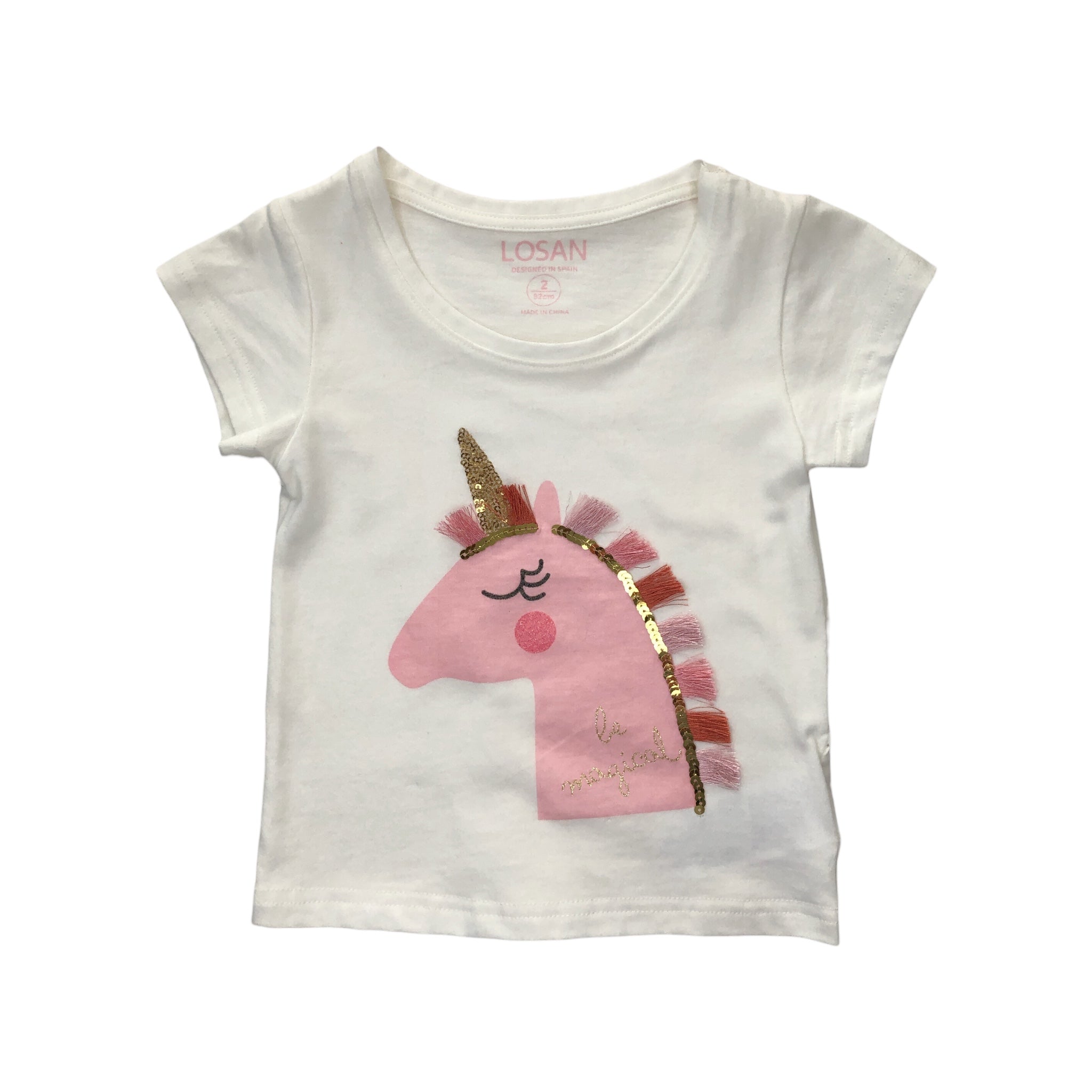 Playera Unicornio Rosa Manga Corta "Be Magical" Niña Losan