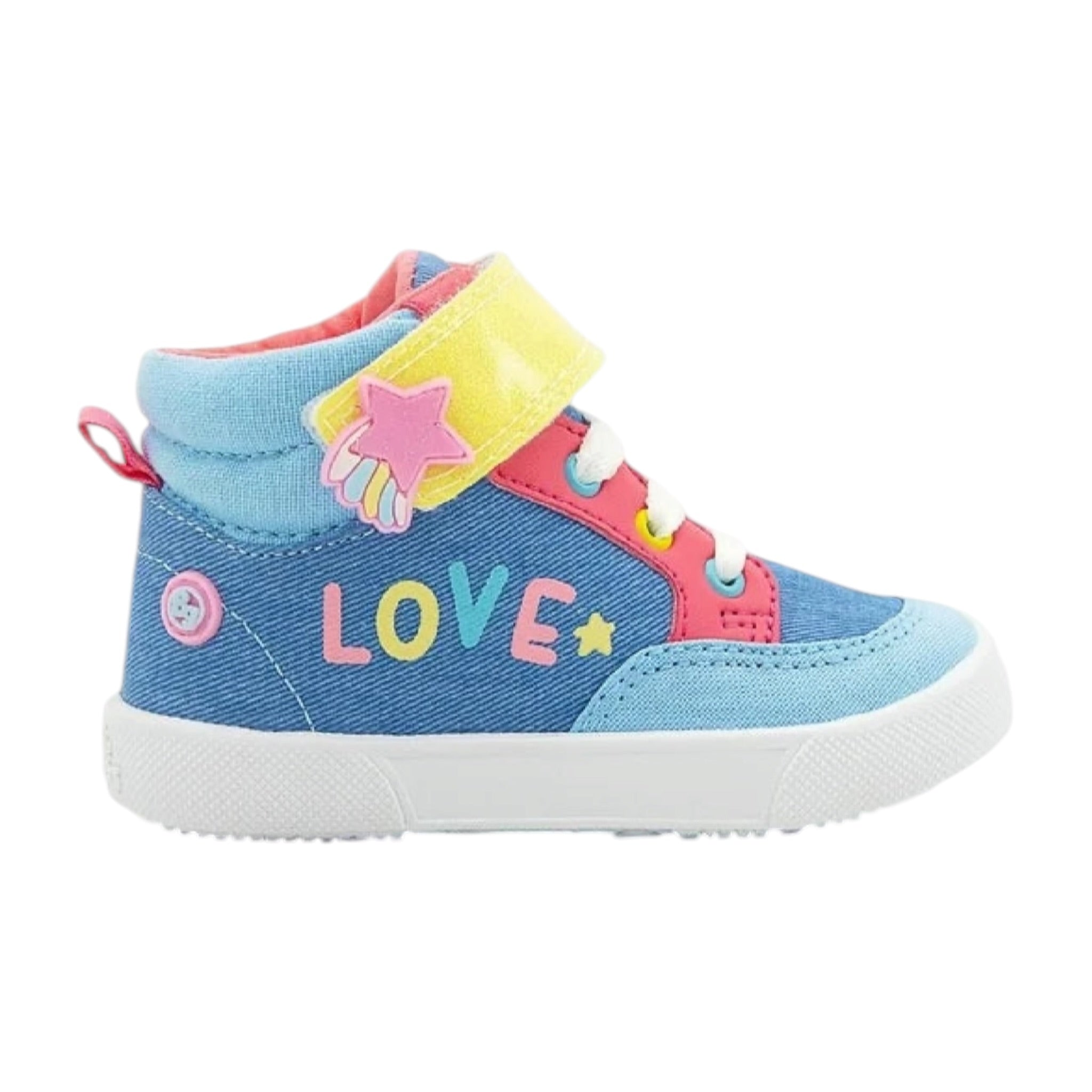 Tenis Bota Rapunzel Estrella Mezclilla Rosa Bubble Gummers