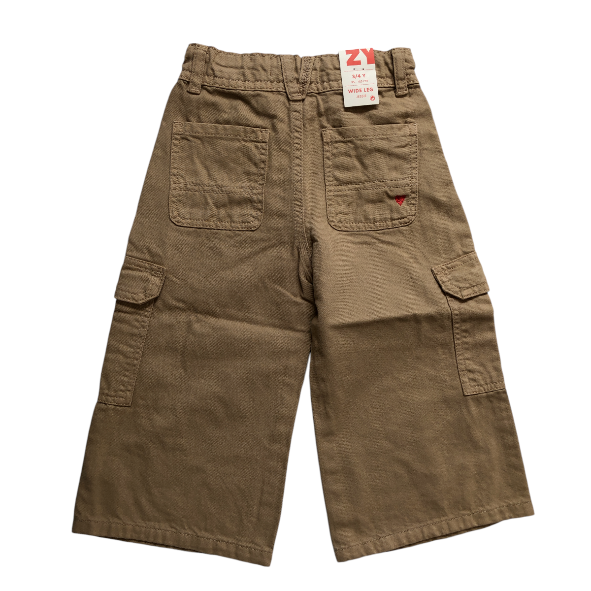 Pantalón Cargo Twill Dark Beige Wide Leg ZIPPY