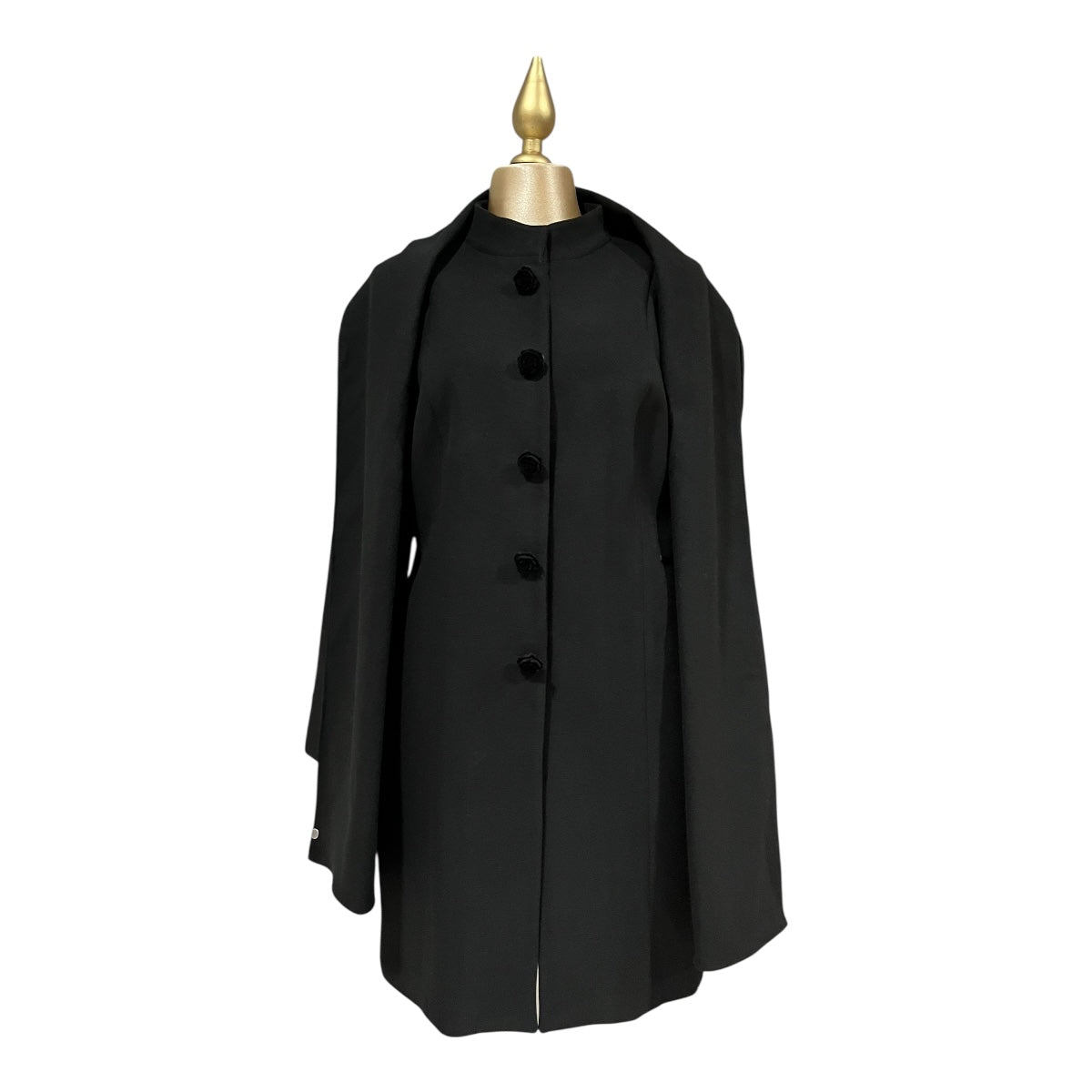 Abrigo Recto Cuello Mao Negro Para Dama MUSSI