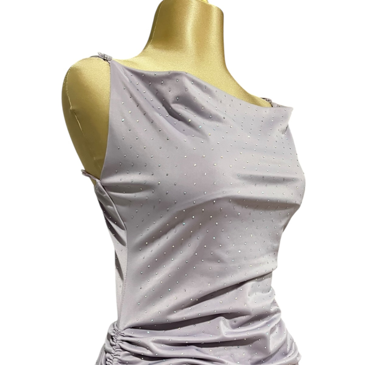 Vestido Cristales Pliegue Liso Color Lila OM