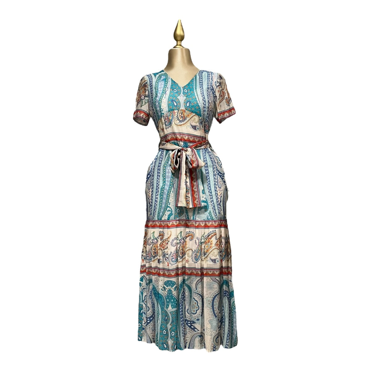 Vestido Estampado Multicolor Con Cinturón MUSSI
