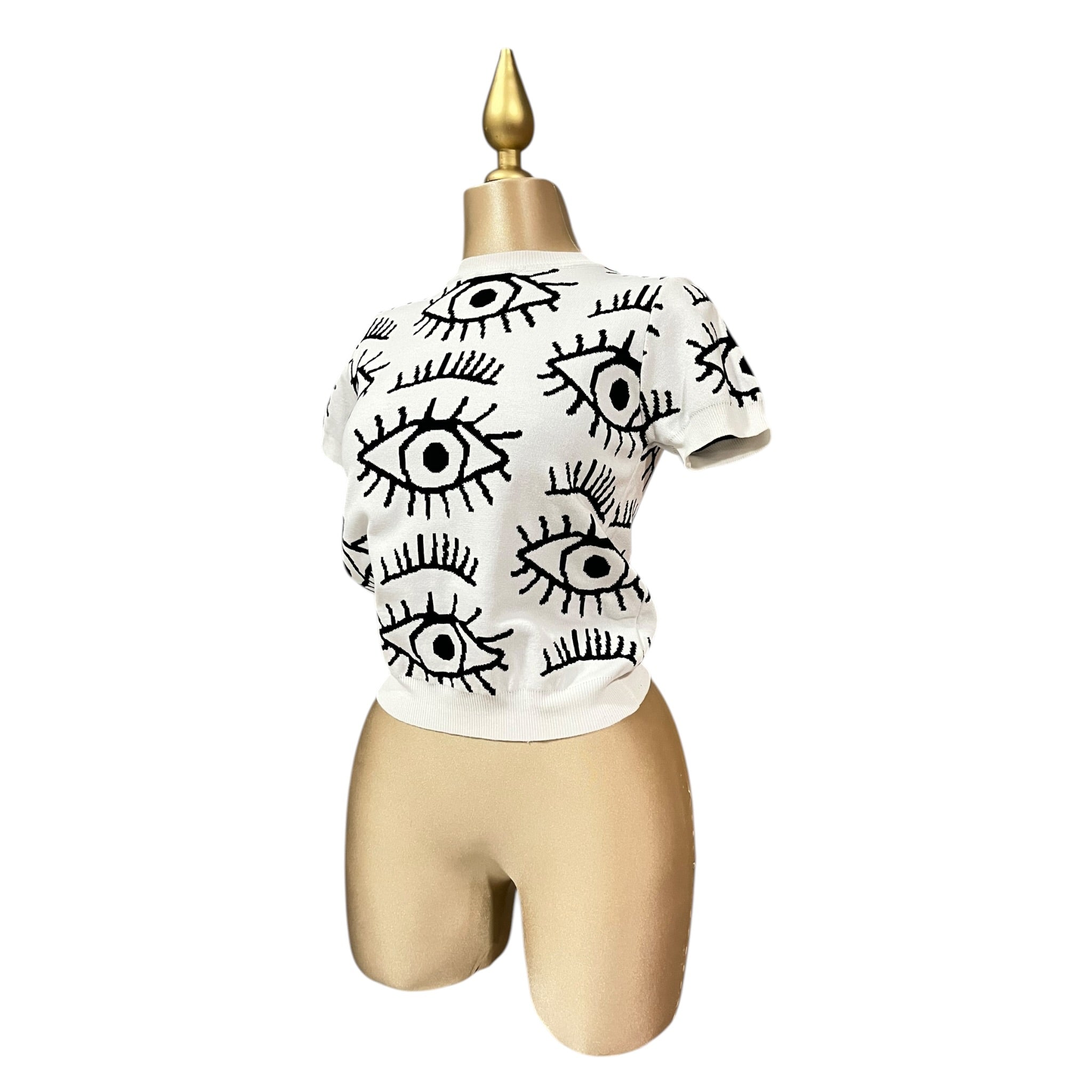 Playera Estampado Ojitos Blanca LC