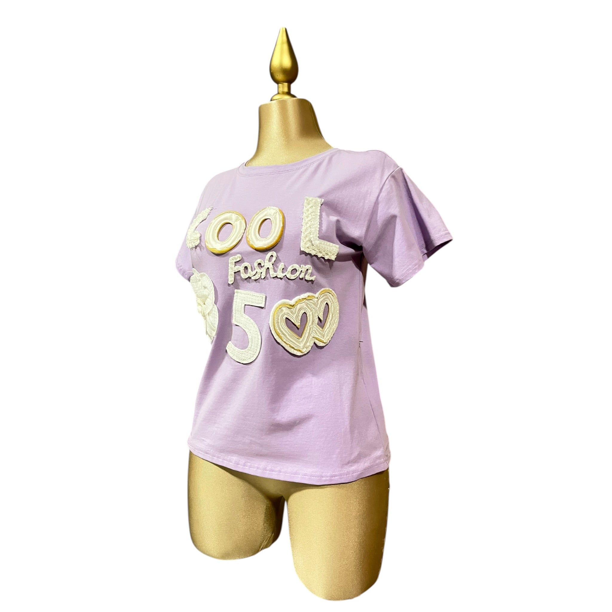 Playera Texto Estampado Lila LC