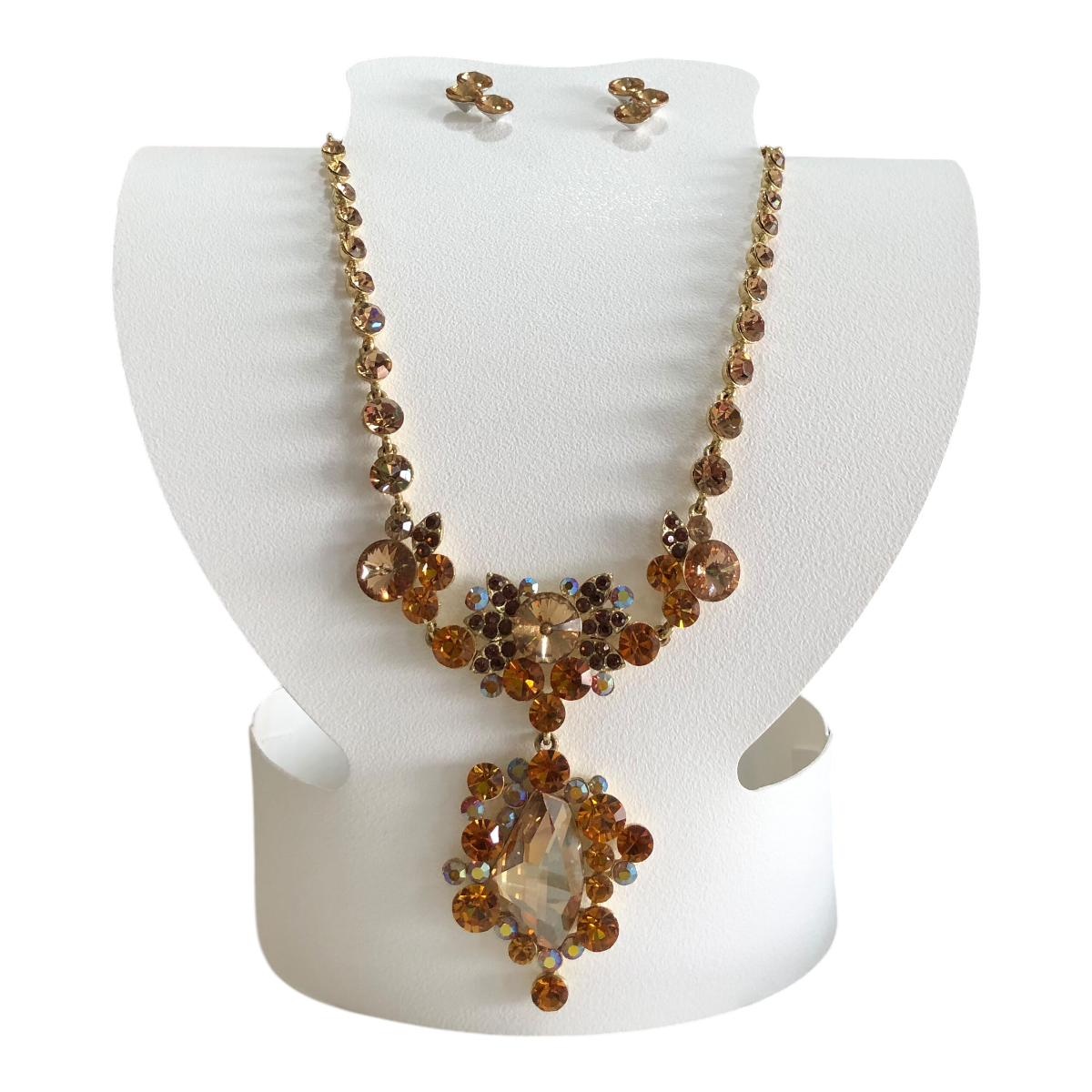 Juego De Collar Y Aretes Cristal Checo