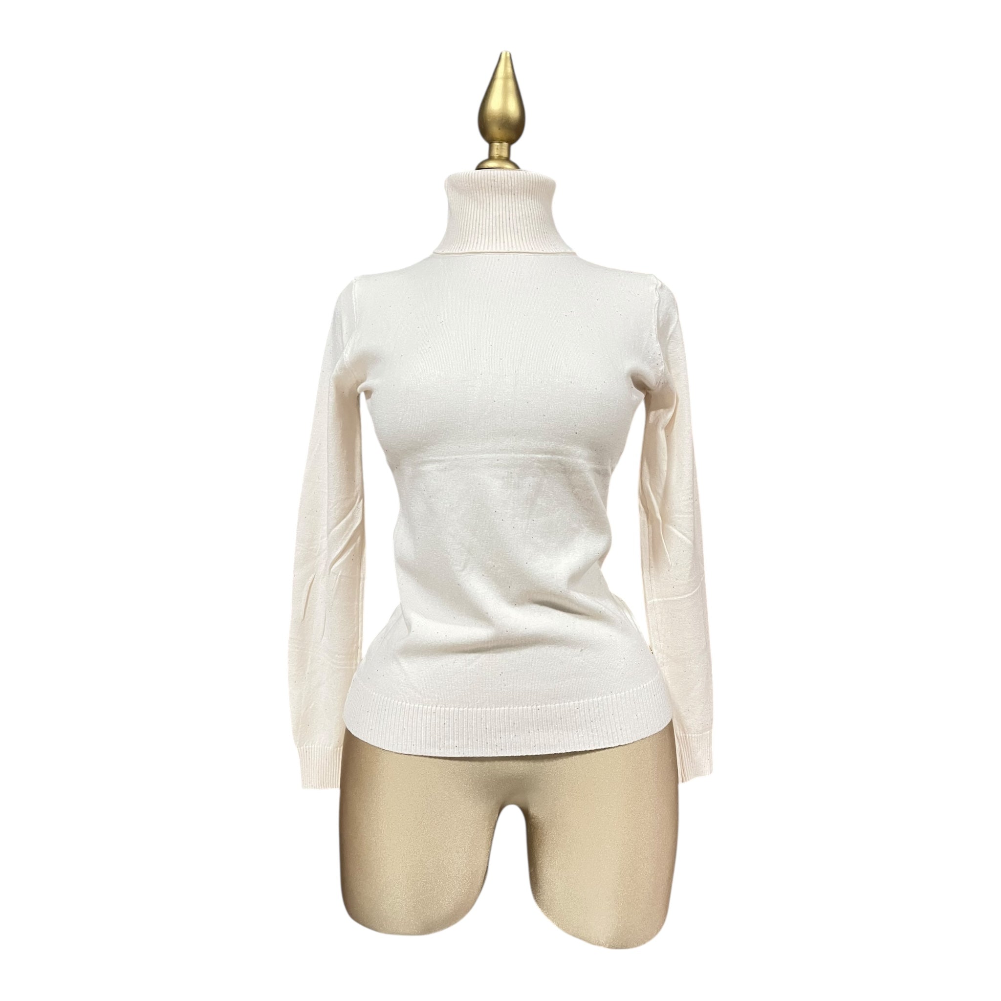 Blusa Hueso Con Brillos Cuello Alto Para Dama MUSSI