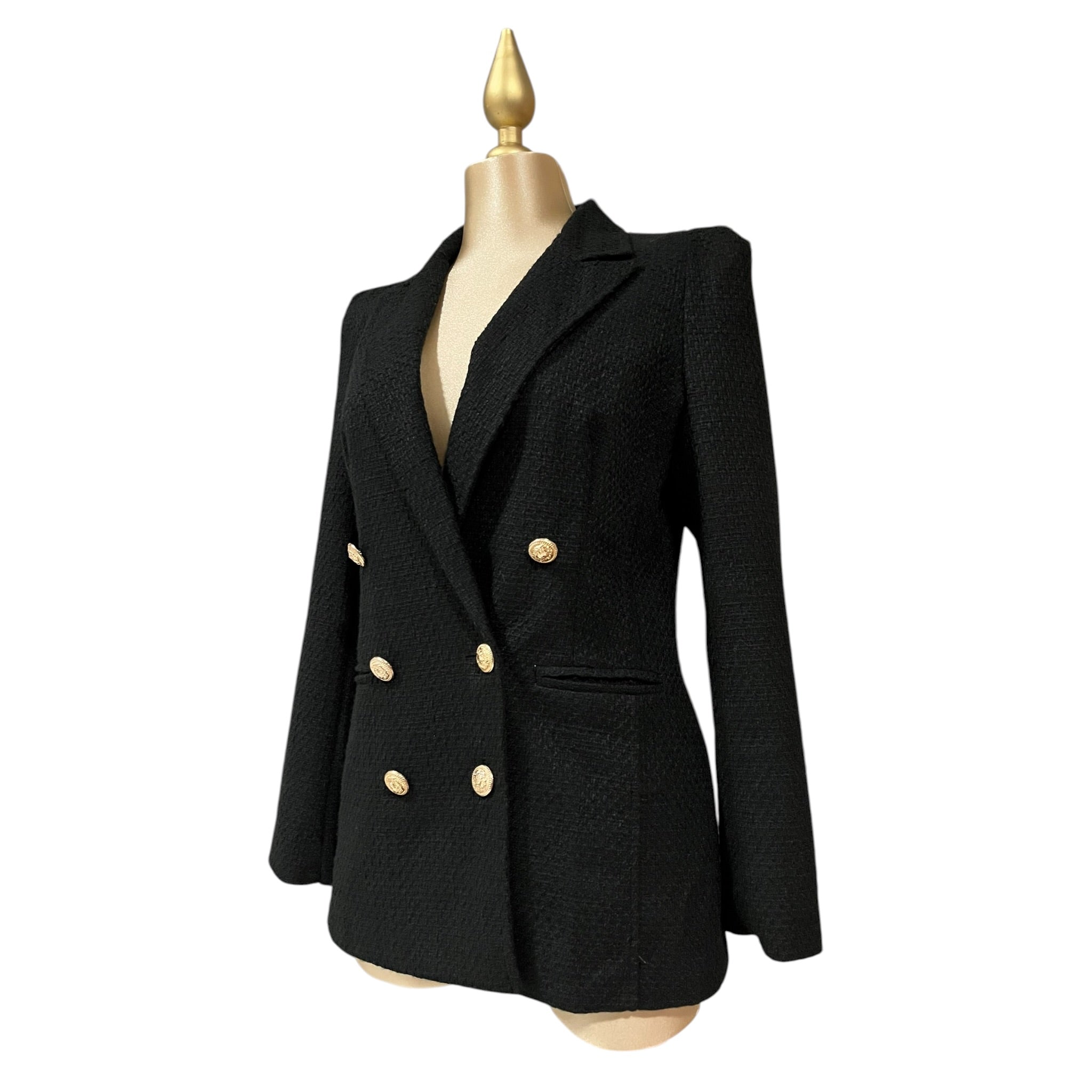 Blazer Elegante Tipo Tweed Negro LC