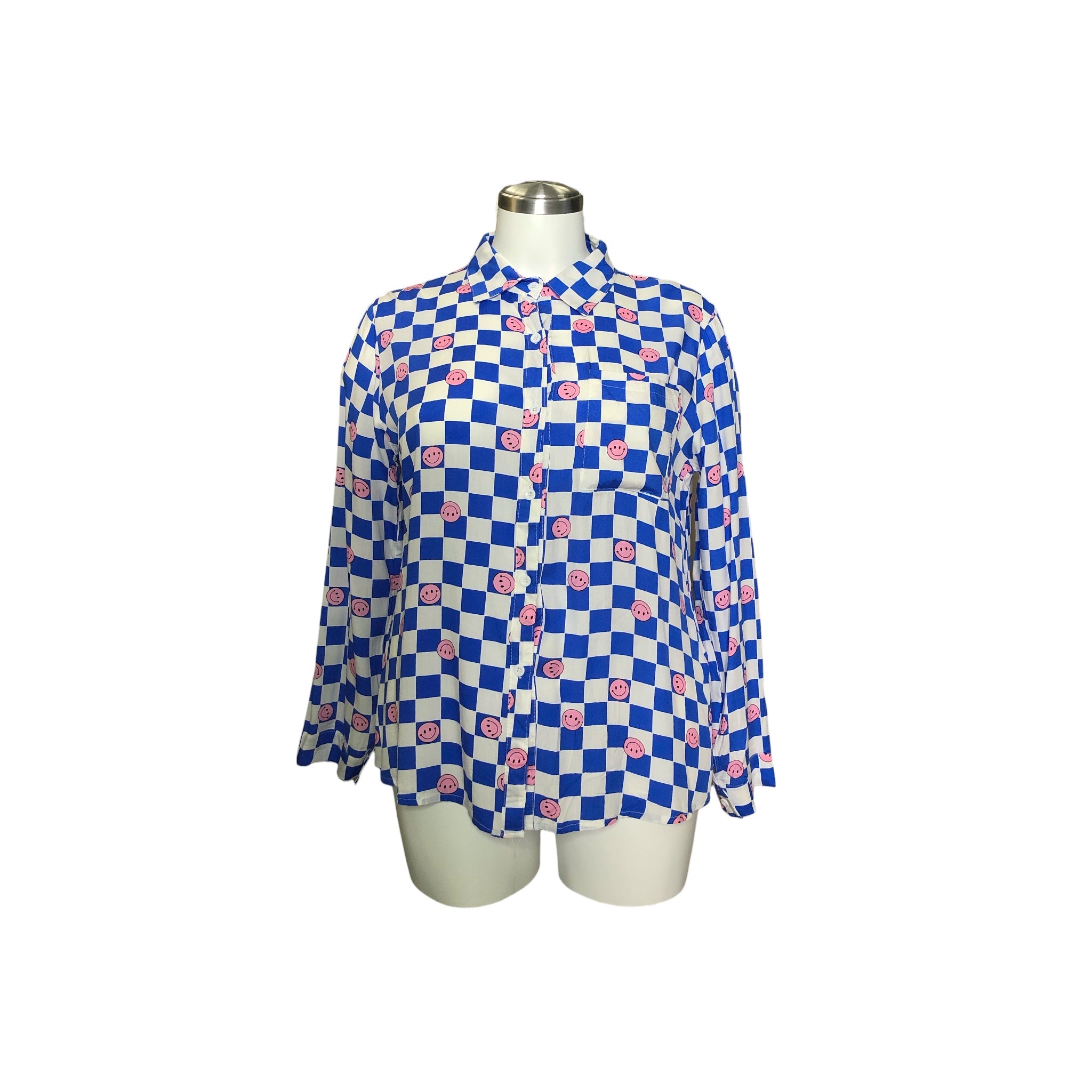 Camisa con estampado caritas curvy LC