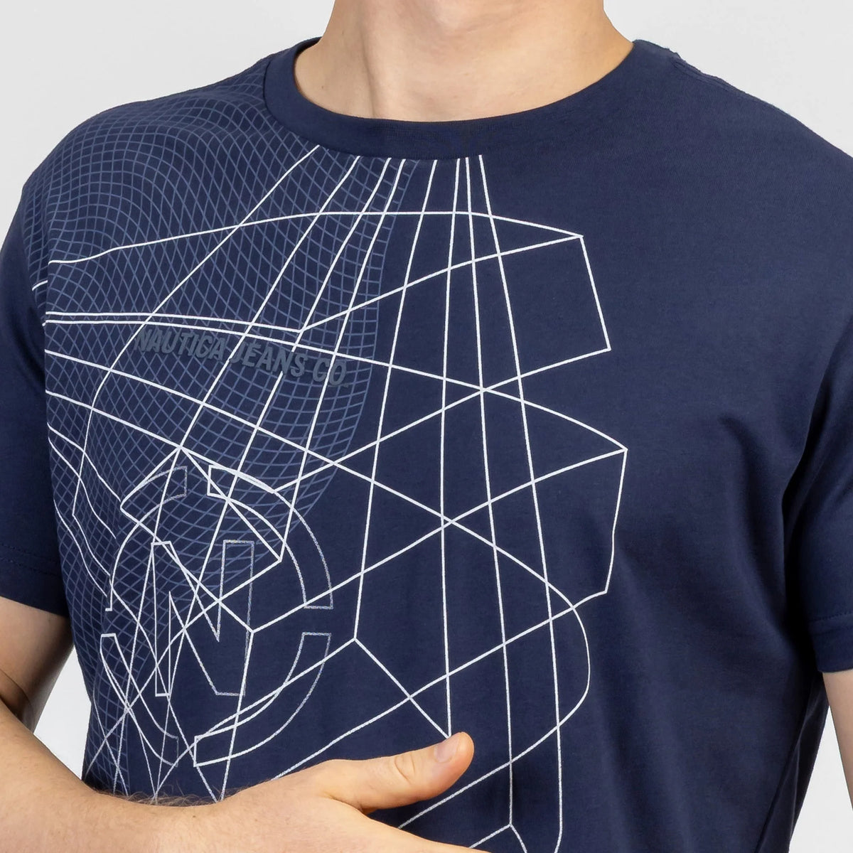 Playera Manga Corta De Hombre Estampado Azul Nautica Jeans